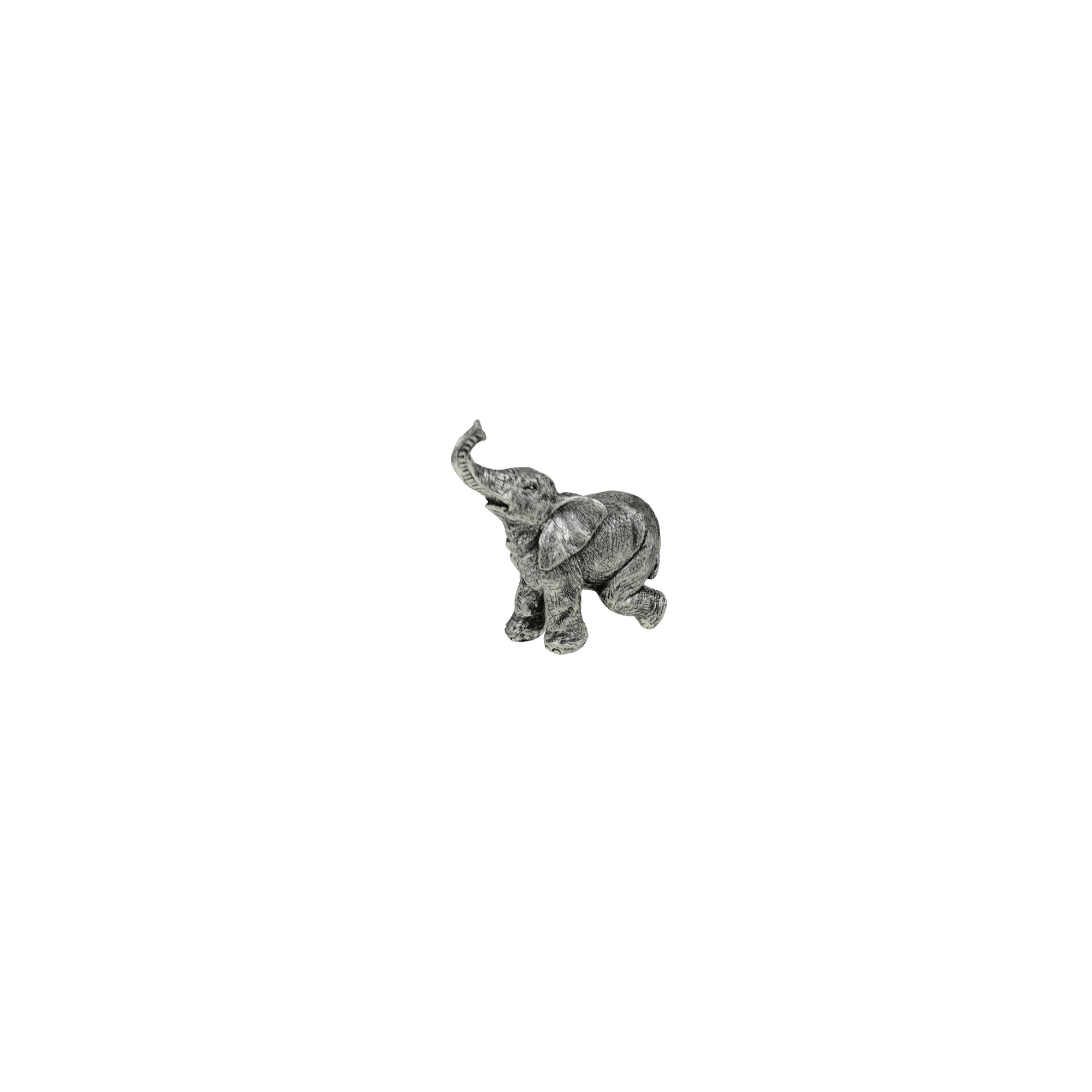 Figura elefánt borjú poly 11*5.5*12.5cm trombitáló szürke