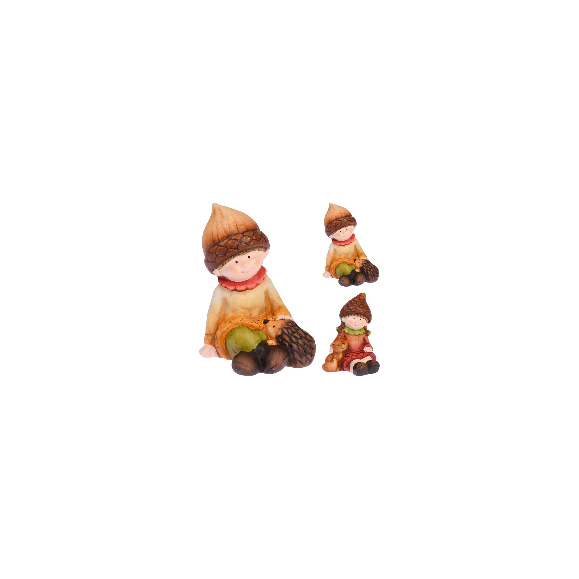 Figura fiú/lány kerámia 14cm ülő