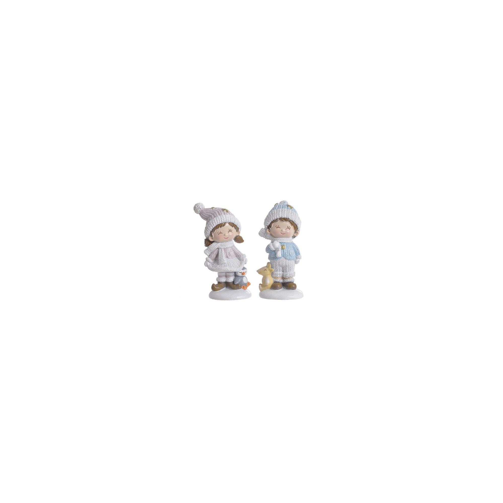Figura fiú/lány kerámia 7cm kék/rózsaszín