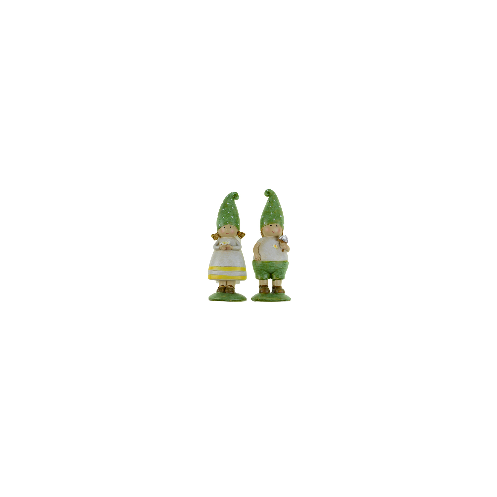 Figura fiú/lány poly 3.8*3.8*11.5cm pöttyös sapiban zöld