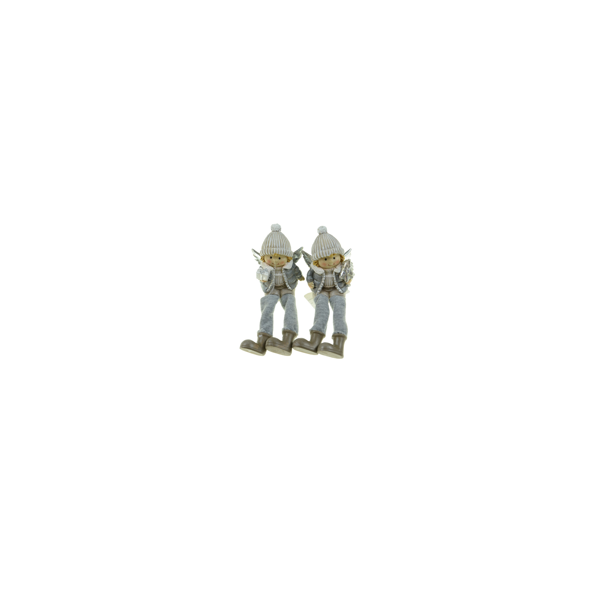 Figura fiú/lány poly lógólábú 6*4*14cm szürke/ezüst