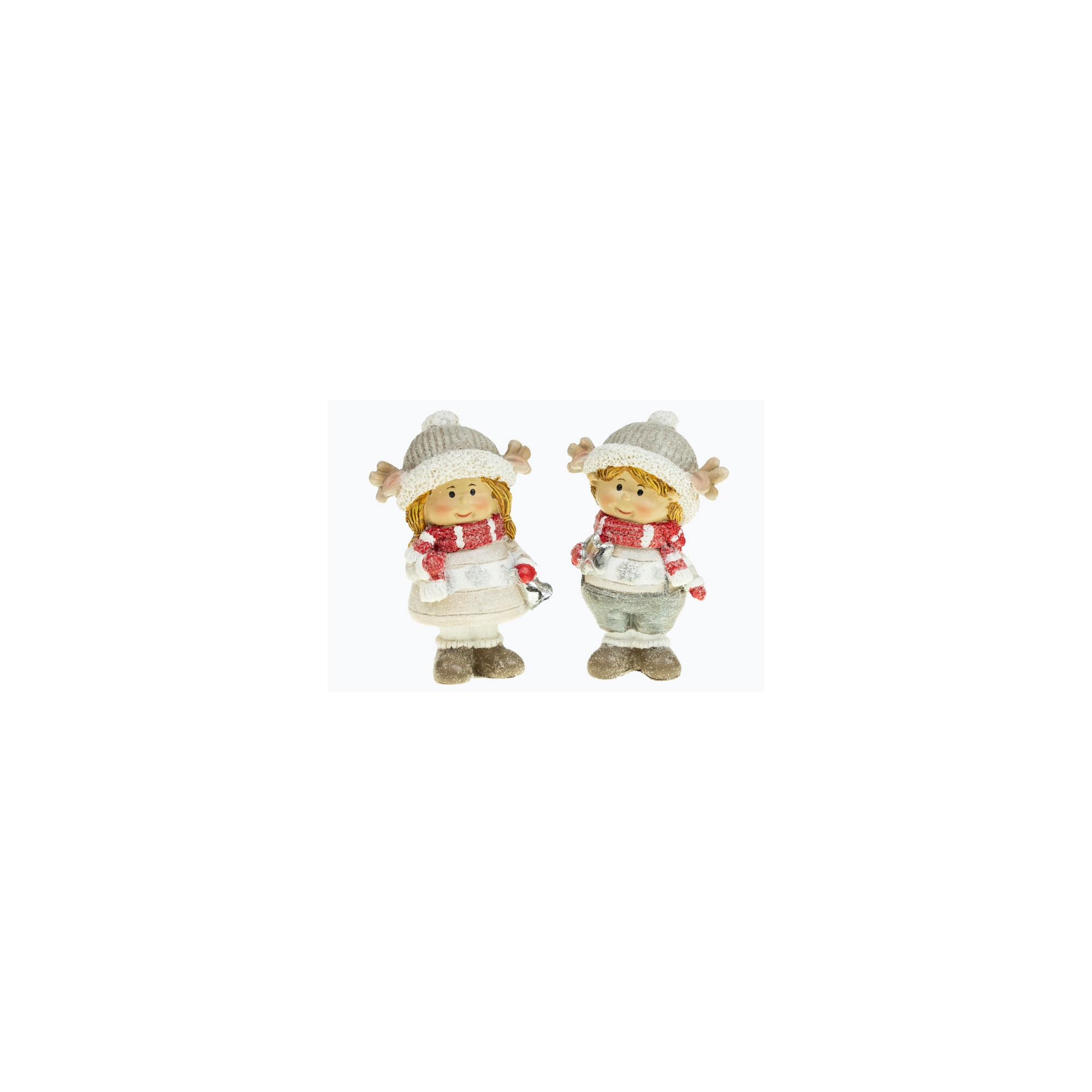 Figura fiú/lány poly 6cm agancsos sapkában 2féle piros