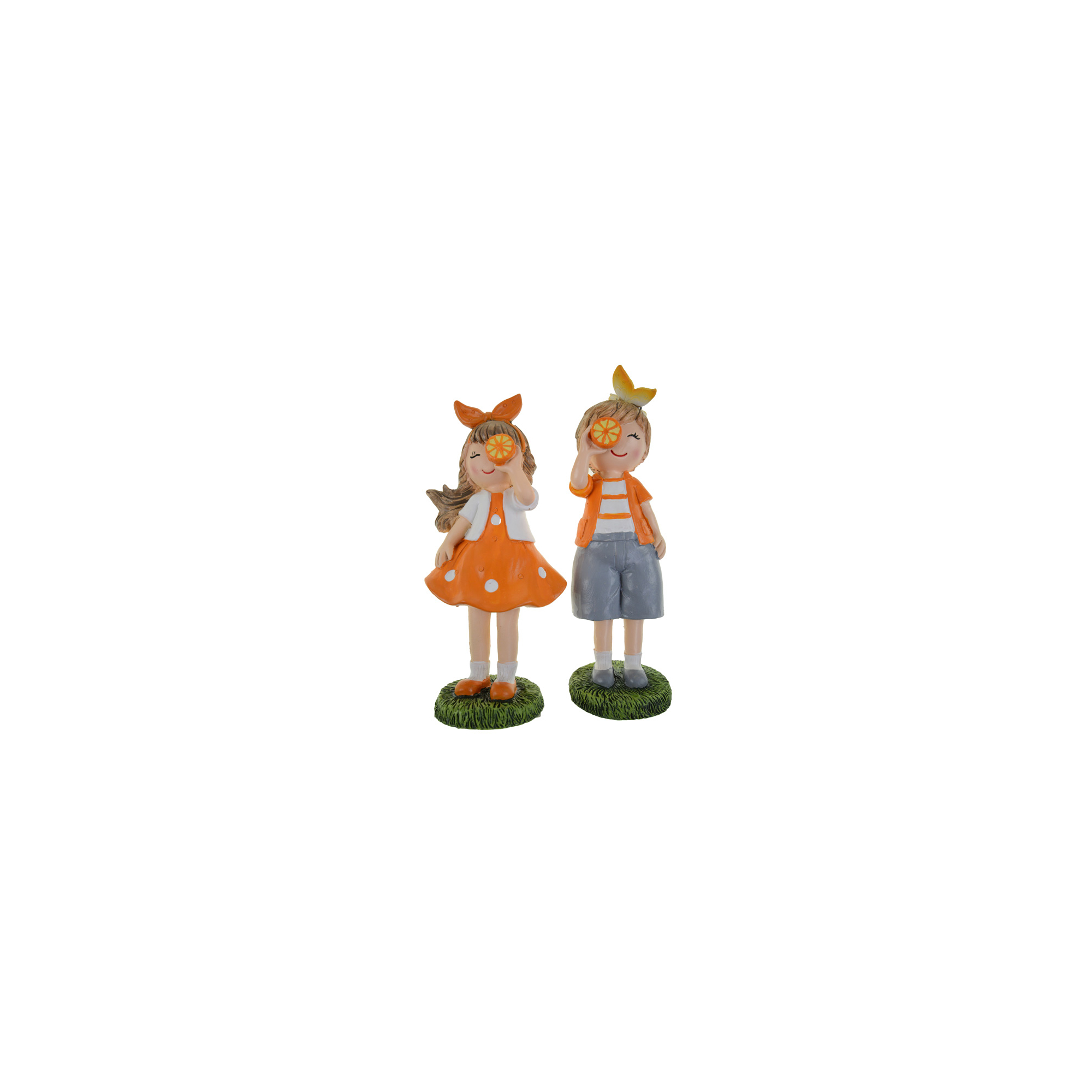 Figura fiú/lány poly 8*5*16cm narancs/kék