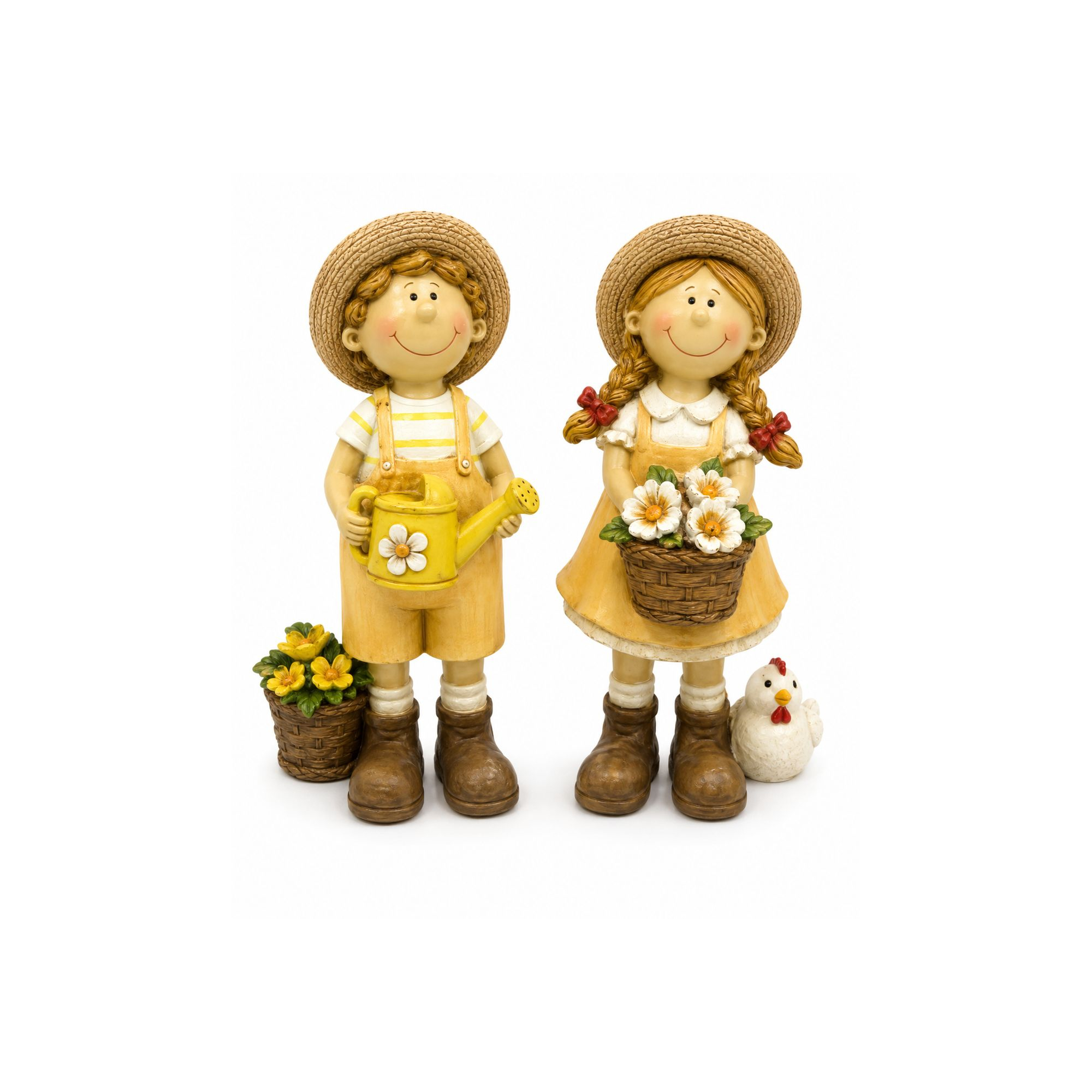 Figura fiú/lány poly kertész 5*4*11.5cm sárga