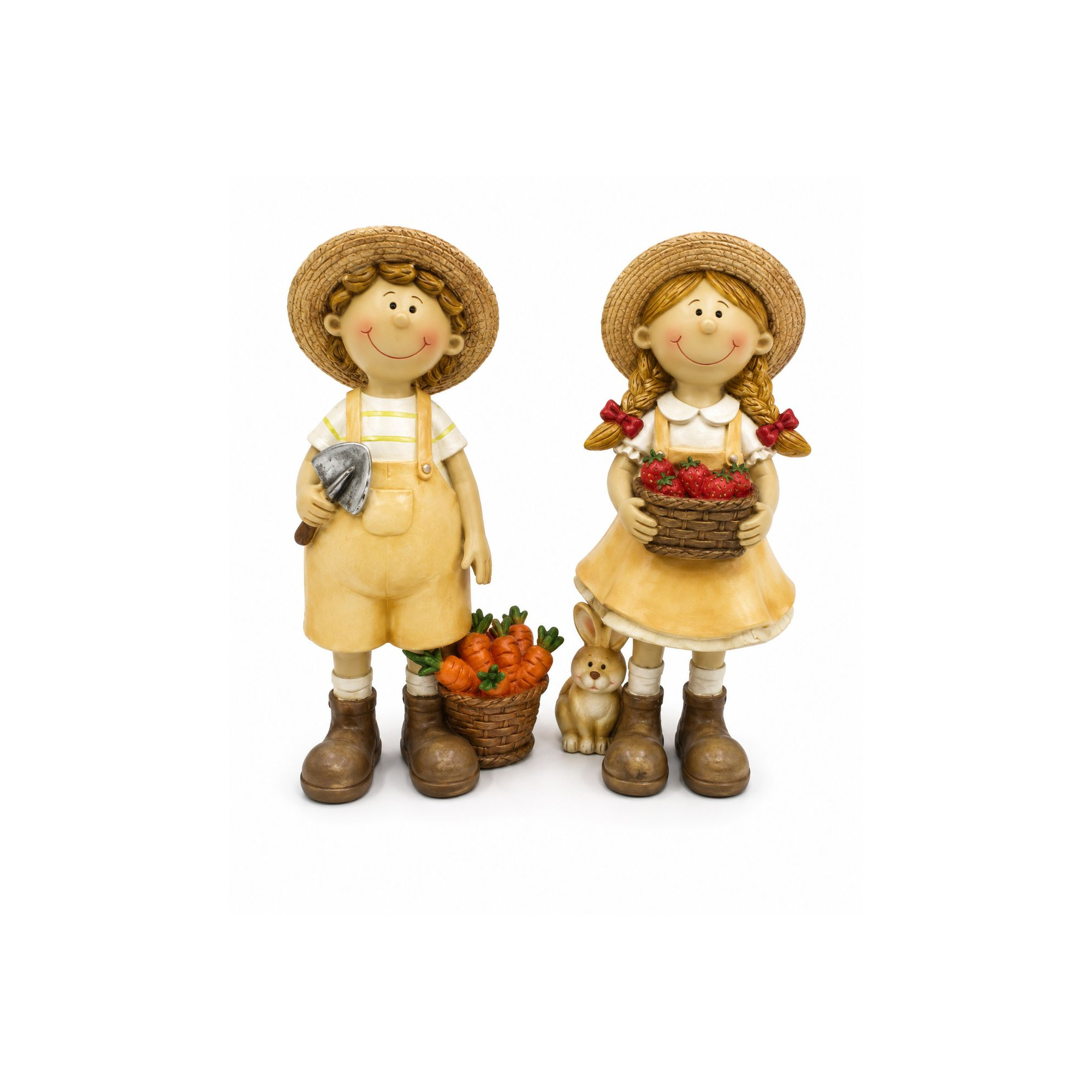Figura fiú/lány poly kertész 8*4*16.5cm sárga