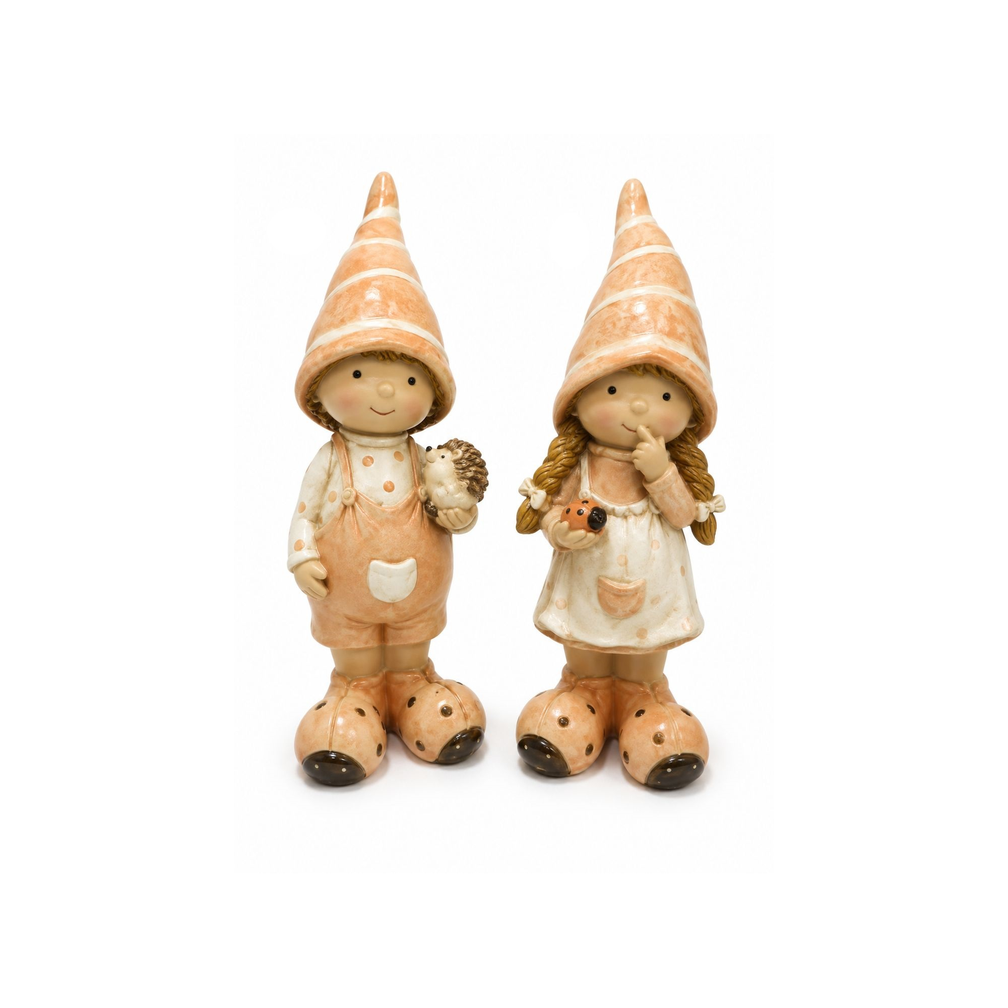 Figura fiú/lány poly manósapis 4*3.5*13cm barack