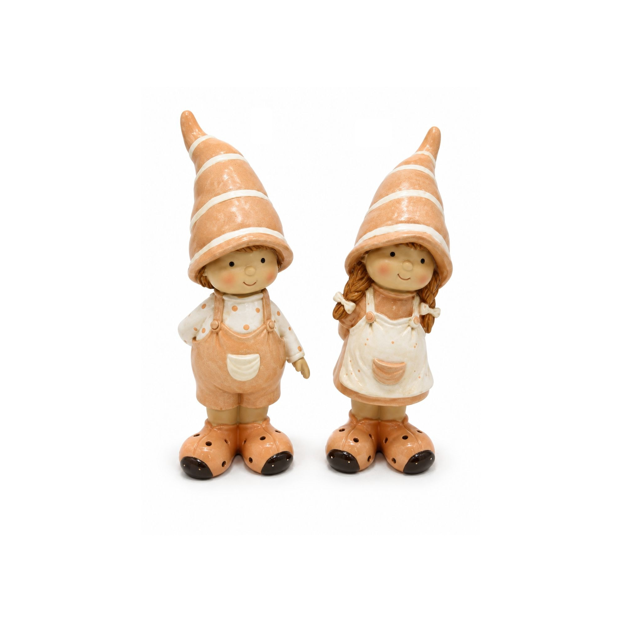 Figura fiú/lány poly manósapis 7*5*18.5cm barack