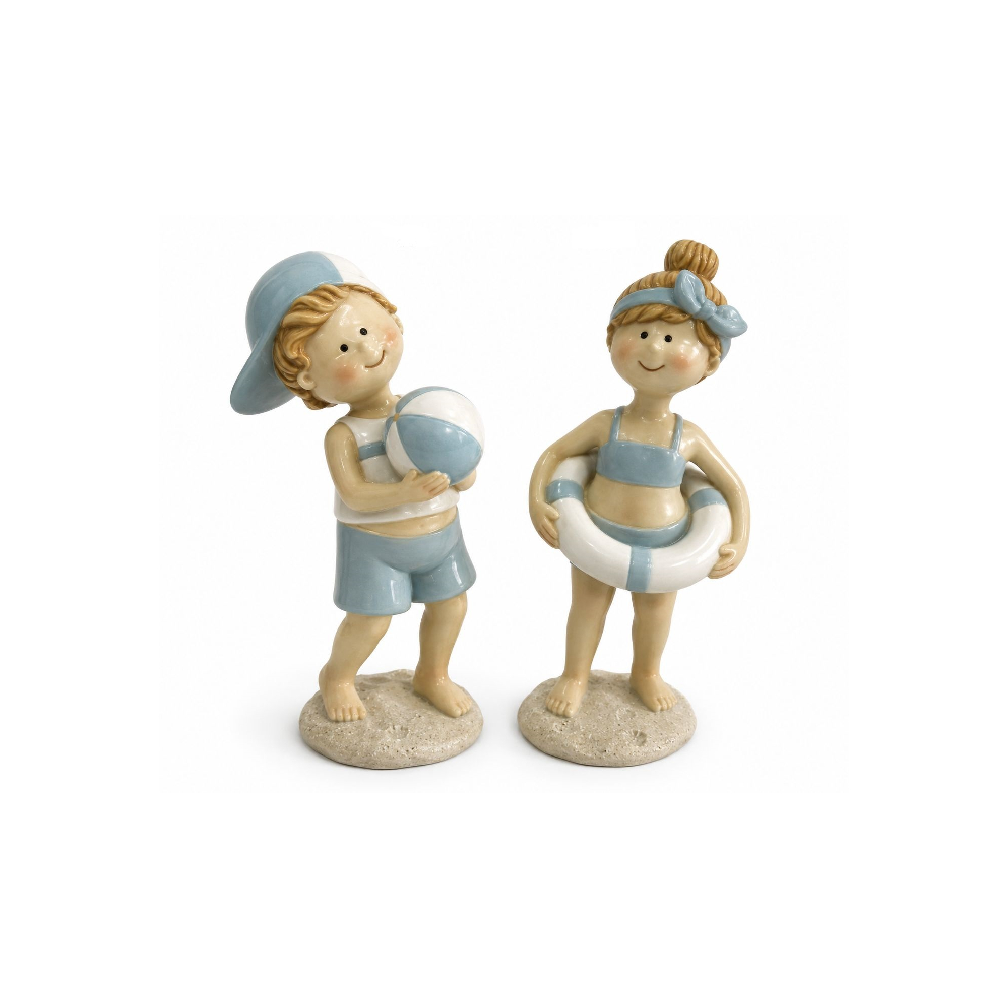 Figura fiú/lány poly strandos 5.5*4.5*14cm kék