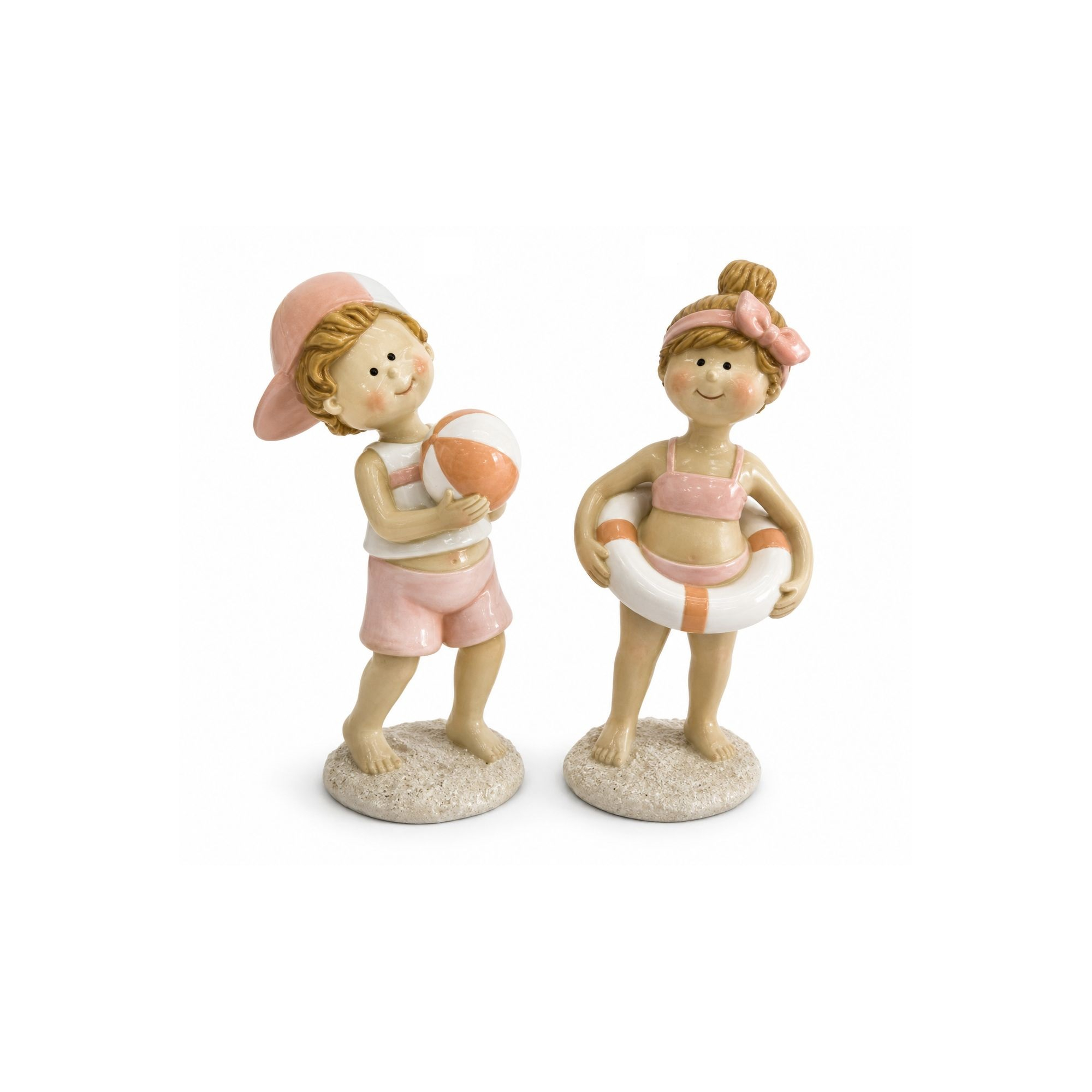 Figura fiú/lány poly strandos 5.5*4.5*14cm rózsaszín