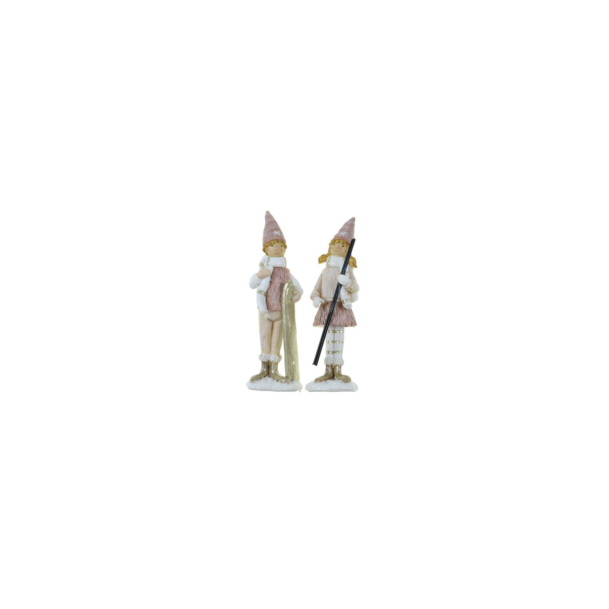 KARÁCSONYI DEKOR FIGURA FIÚ/LÁNY POLY ÁLLÓ 4,5X3X14,5CM RÓZSASZÍN
