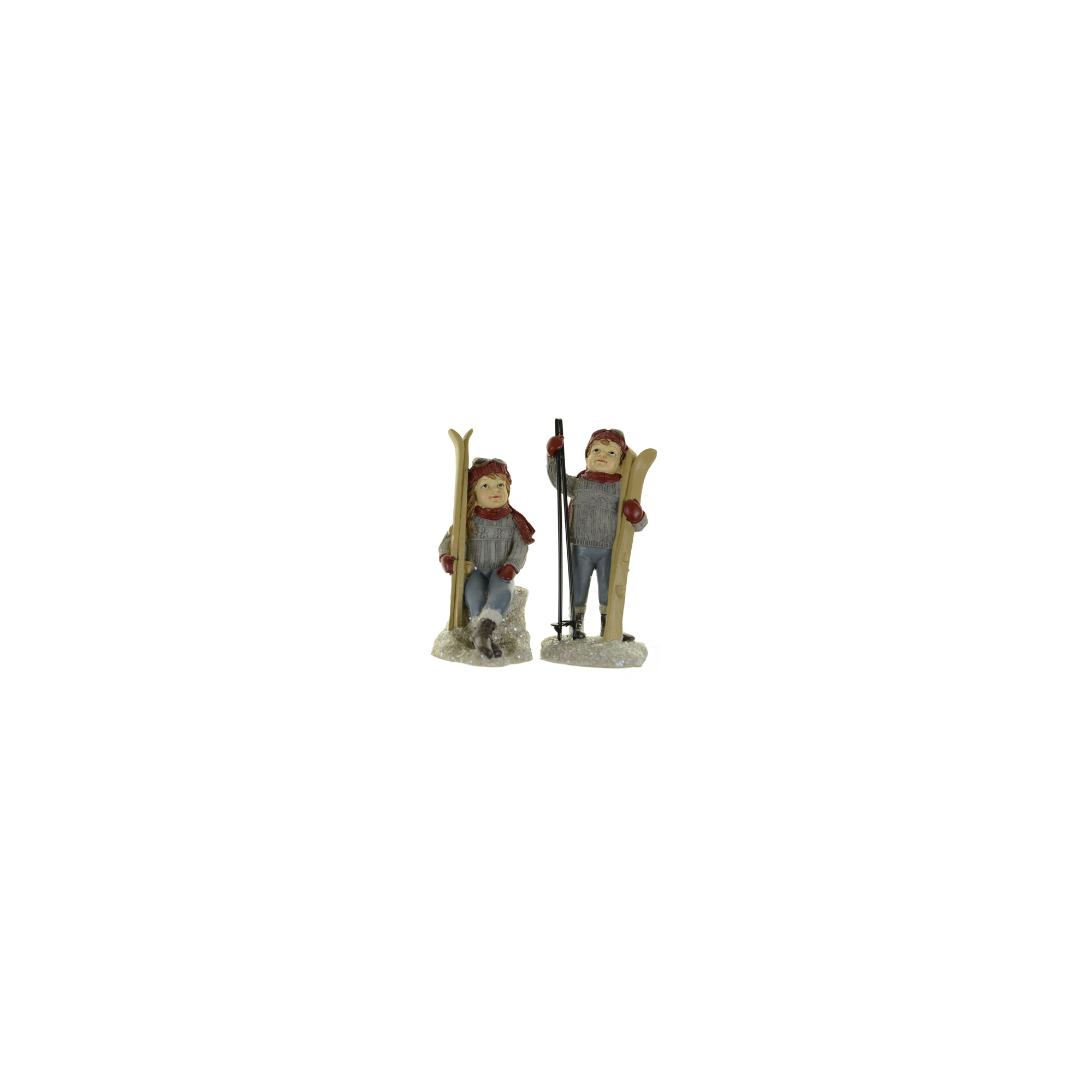 Figura fiú/lány síelő poly 5,5*5*12 cm bordó