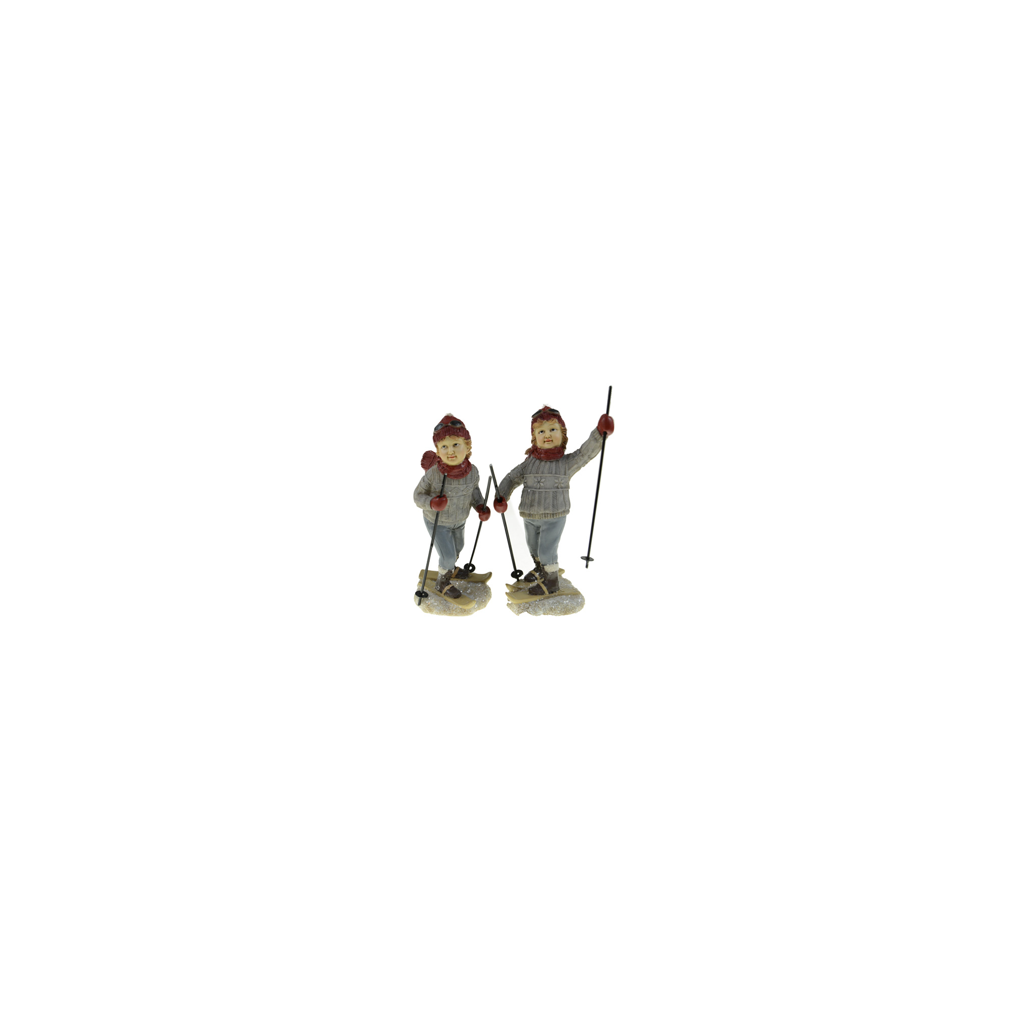 Figura fiú/lány síelő poly 8*7,5*15 cm bordó