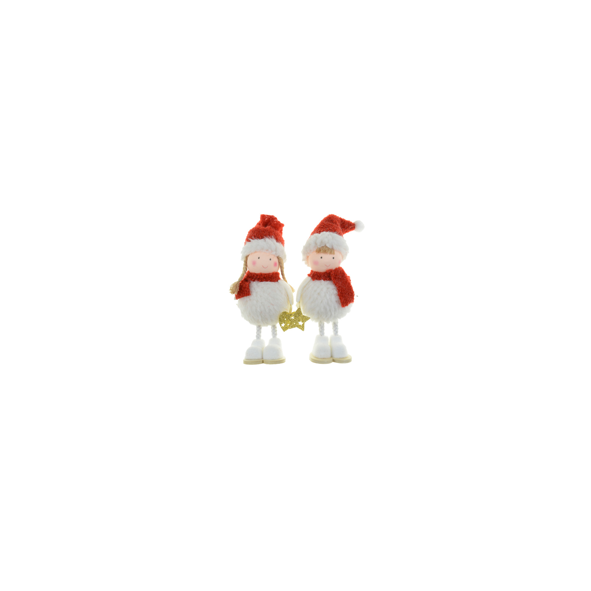 Figura fiú/lány textil 18cm plüss ruhás álló piros/fehér