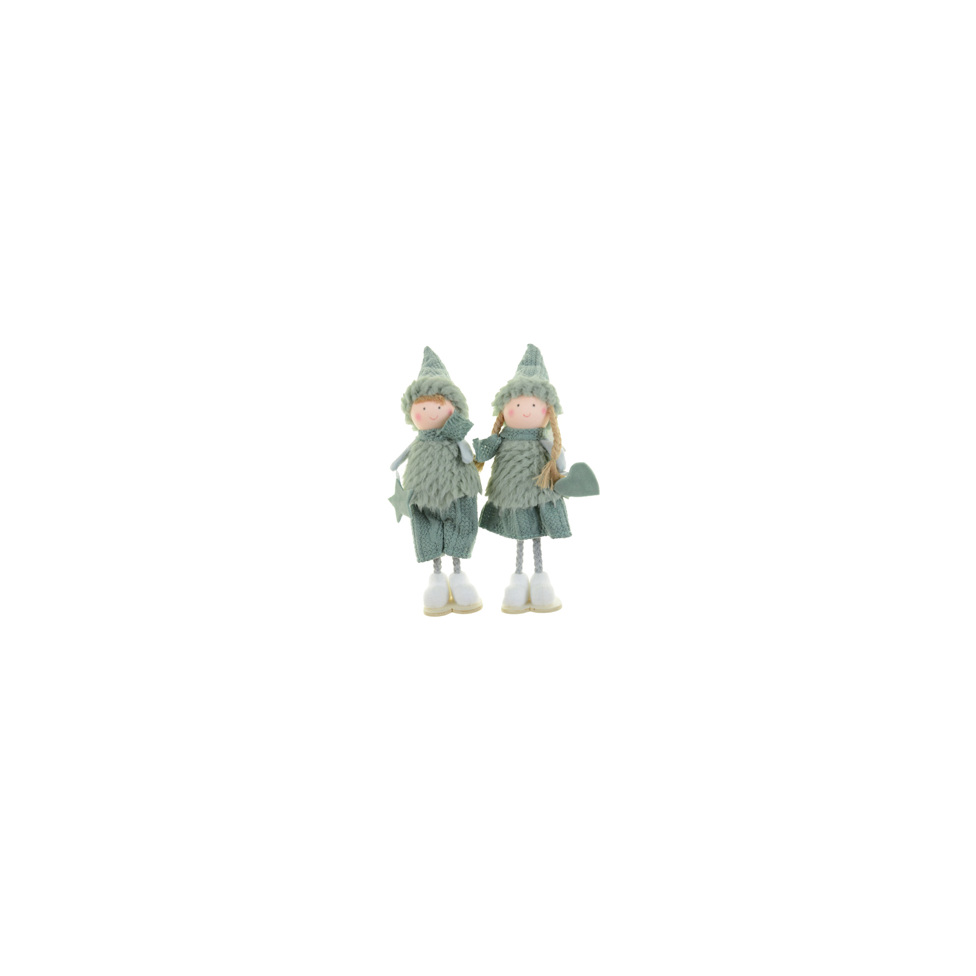 Figura fiú/lány textil 20cm plüss sapkás álló zöld
