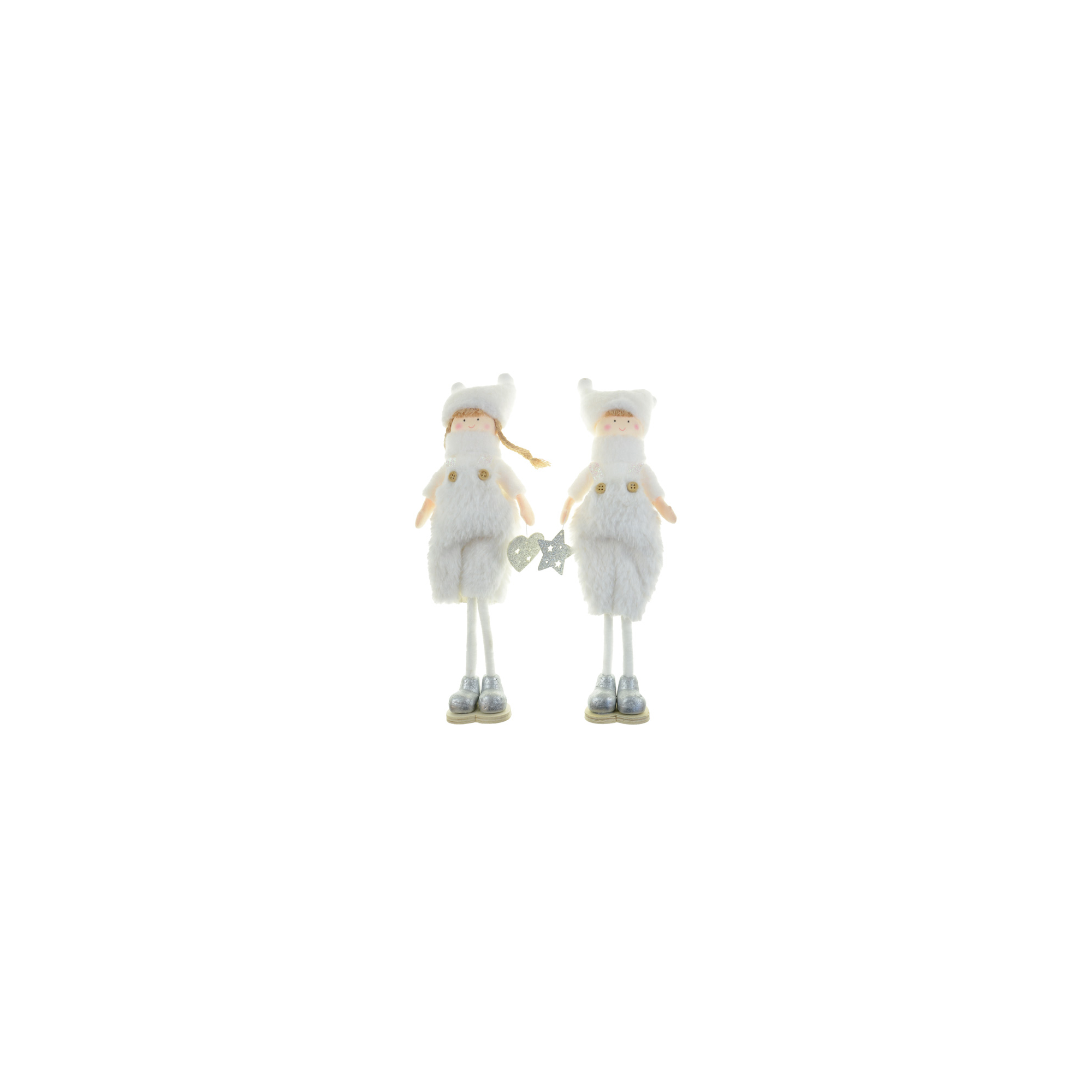 Figura fiú/lány textil 30cm 2bolytos sapkában álló fehér