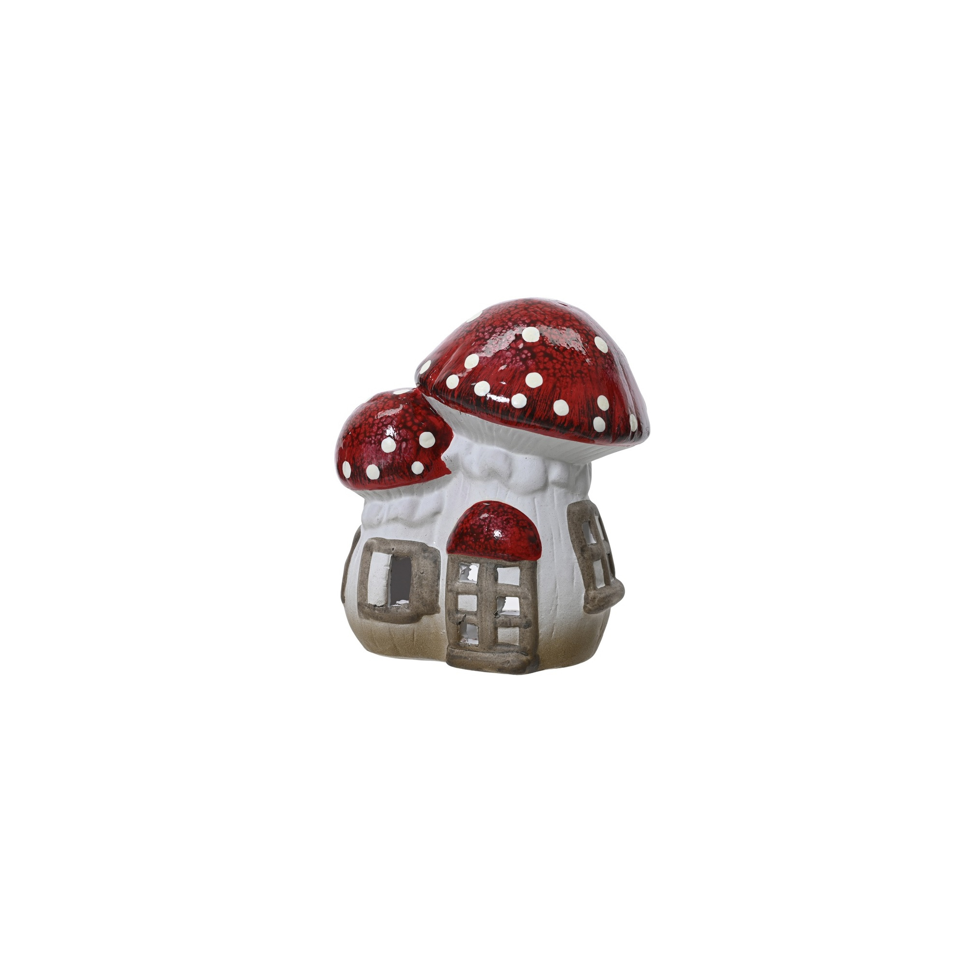 Figura gomba terrakotta 15cm piros/fehér