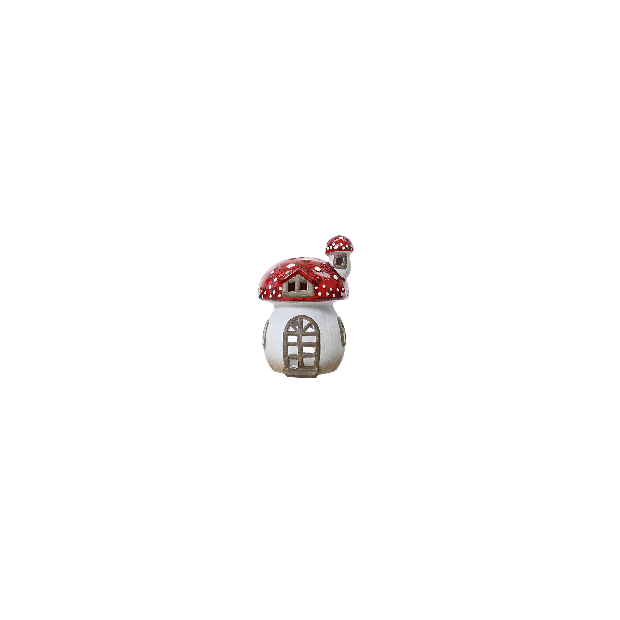 Figura gomba terrakotta 21cm piros/fehér