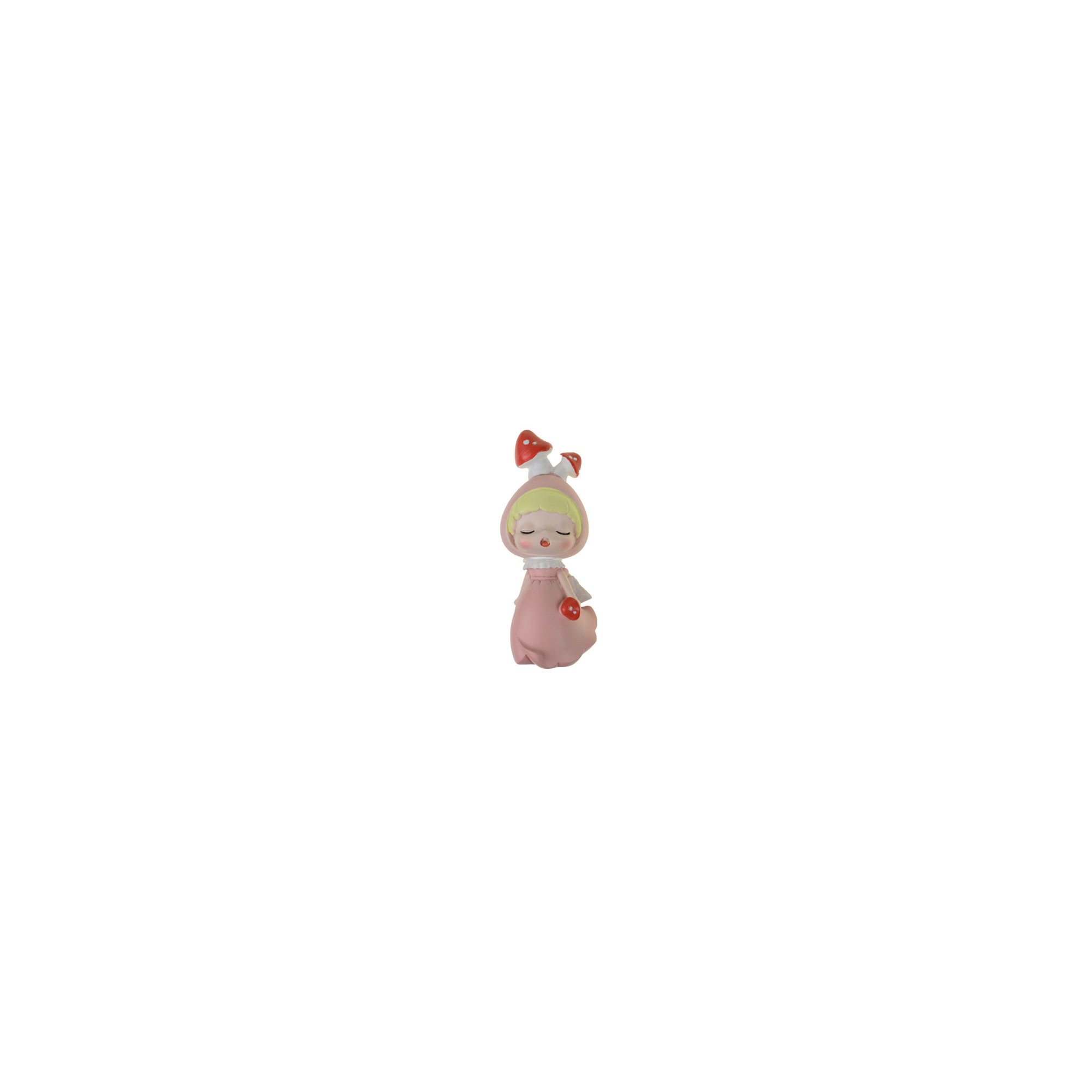 Figura gombajelmezes kislány poly 5*4,5*10cm púder