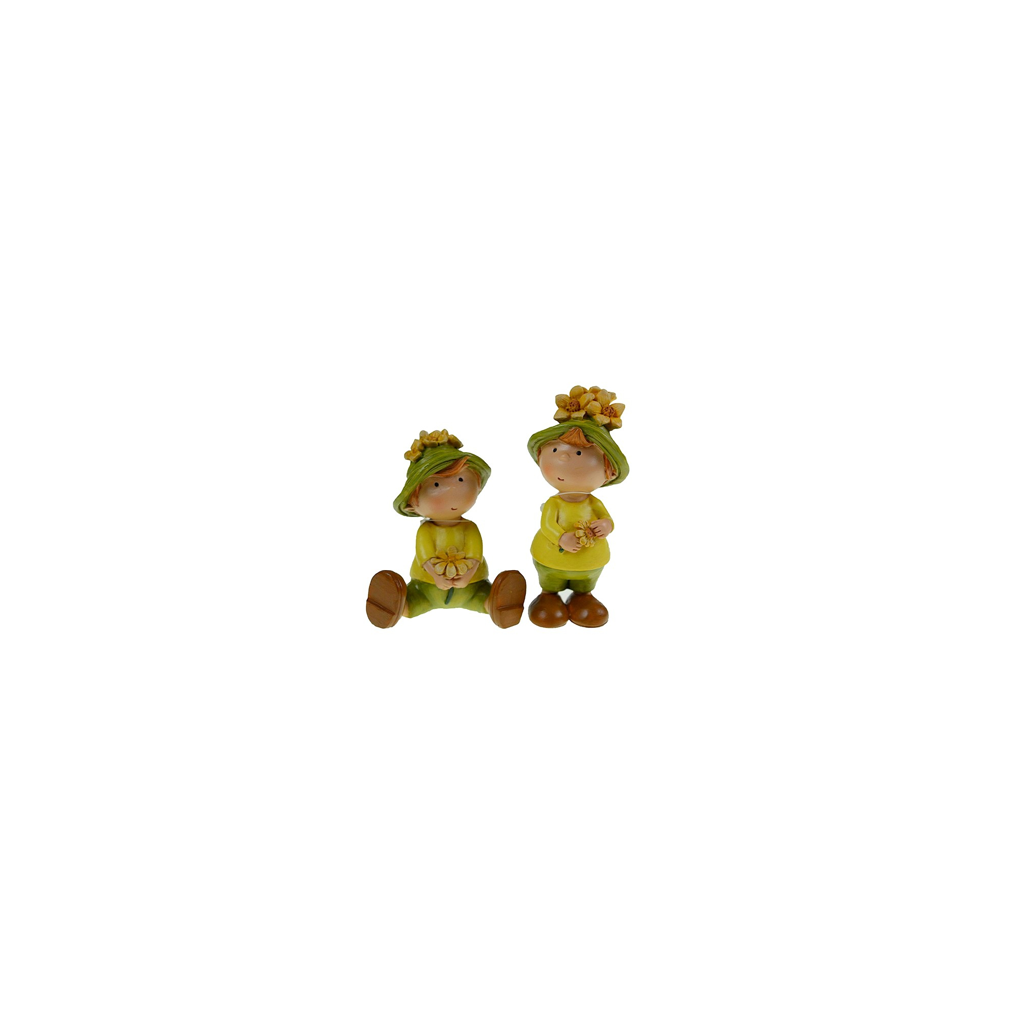 Figura gyerek virágos kalppal poly 11cm