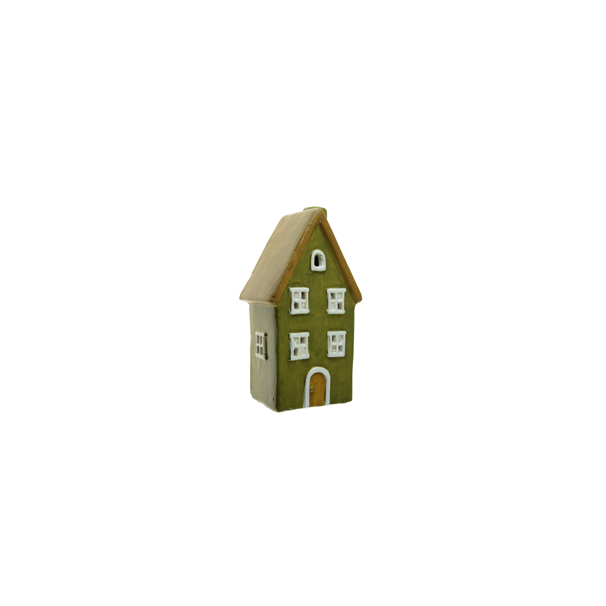 Figura ház terrakotta 19.5cm LEDes zöld