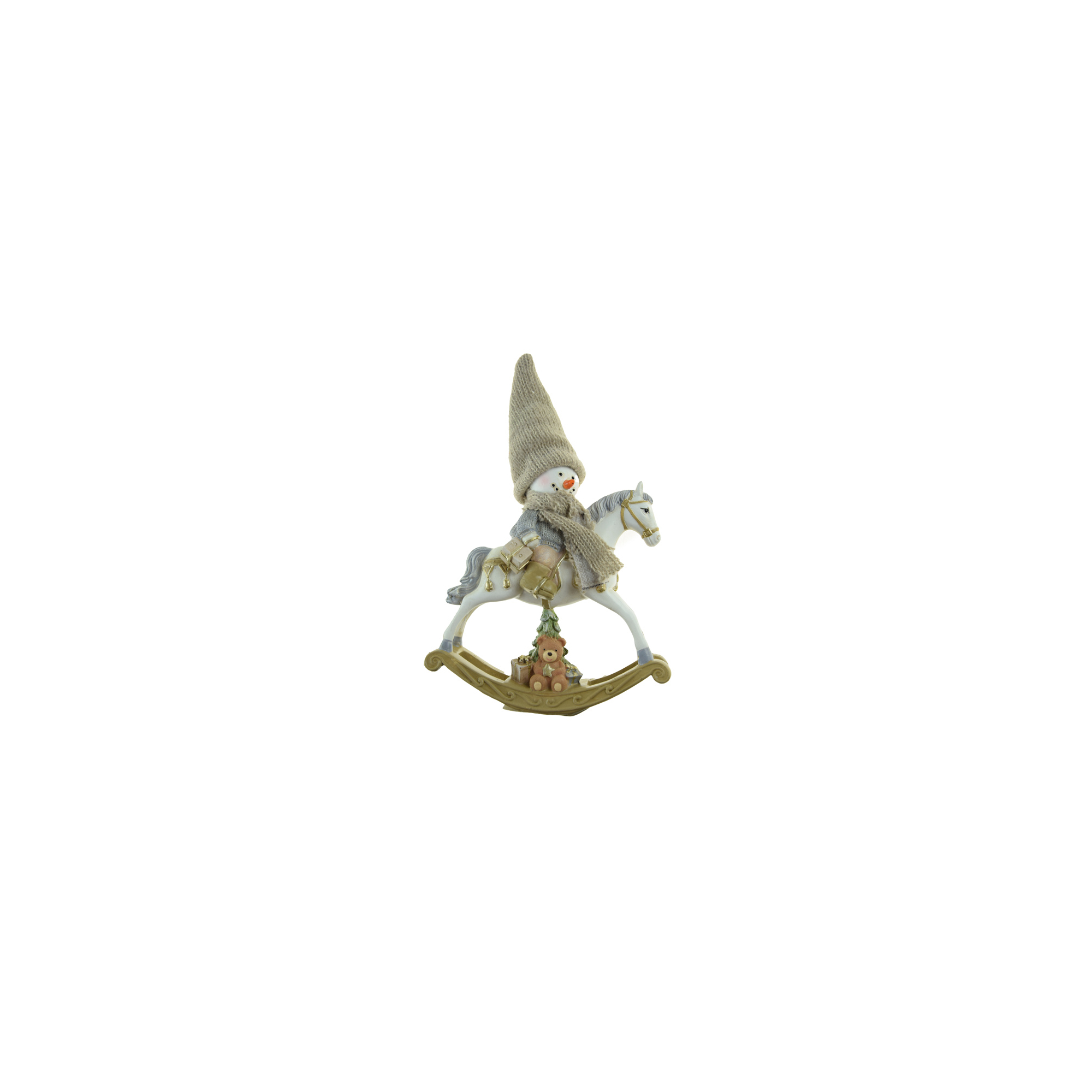 Figura hintaló poly hóemberrel 13.5*3.5*18cm fehér