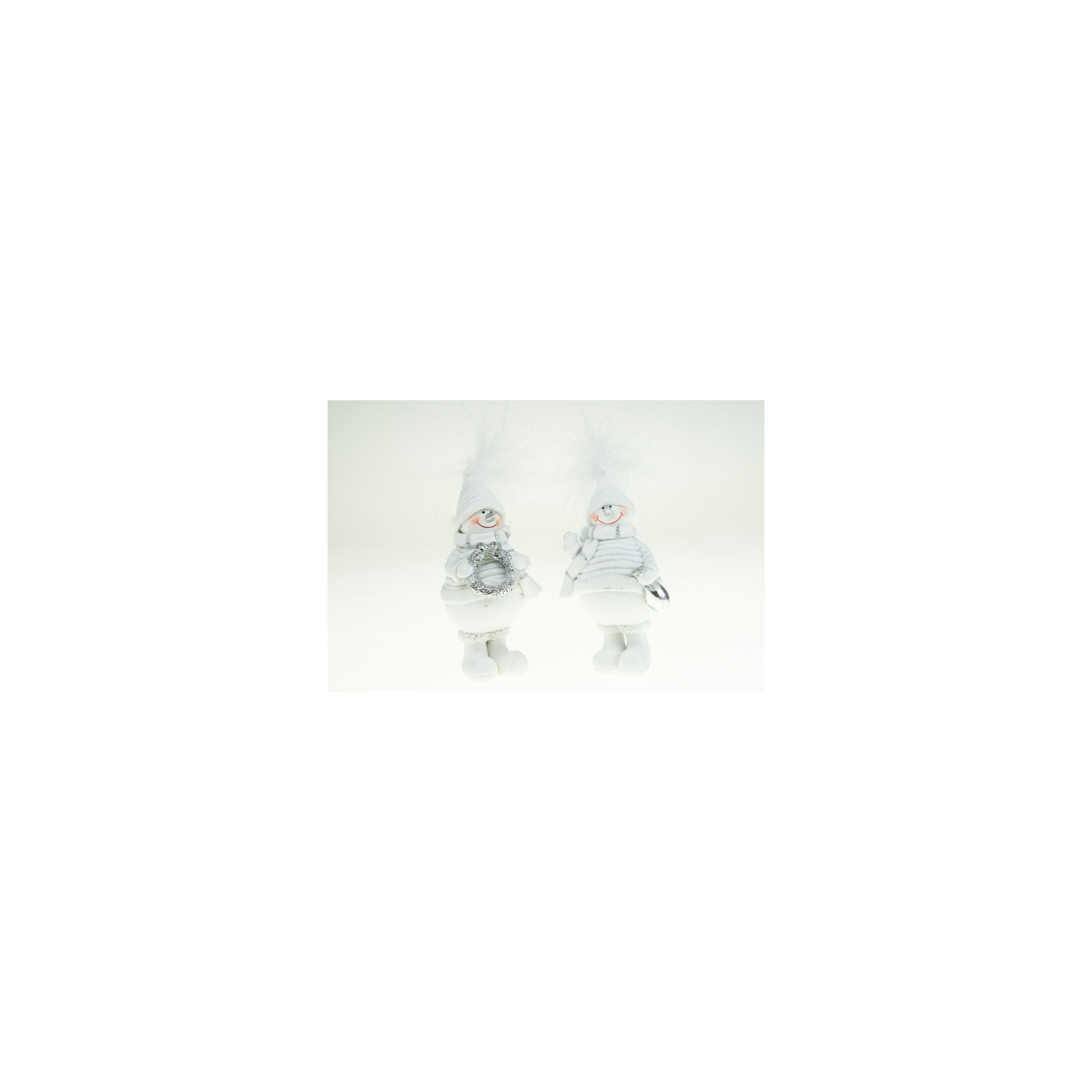 Figura hóember poly 10,5cm ruhában 2féle fehér