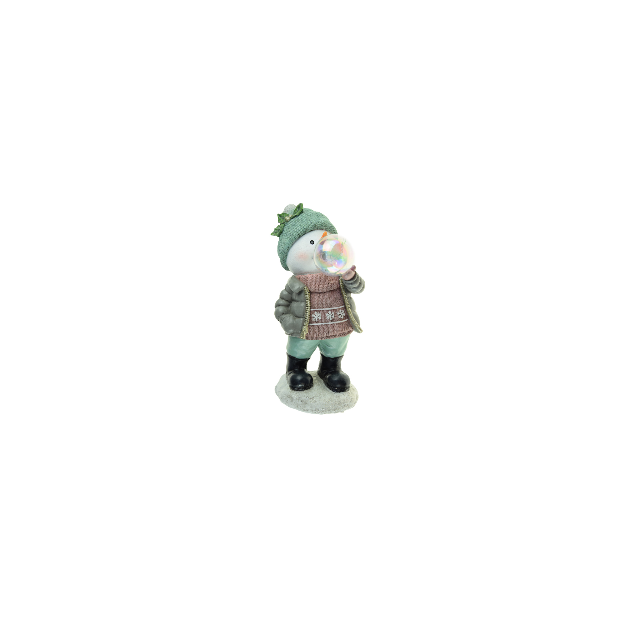 Figura hóember poly 26,5cm LED-es kék
