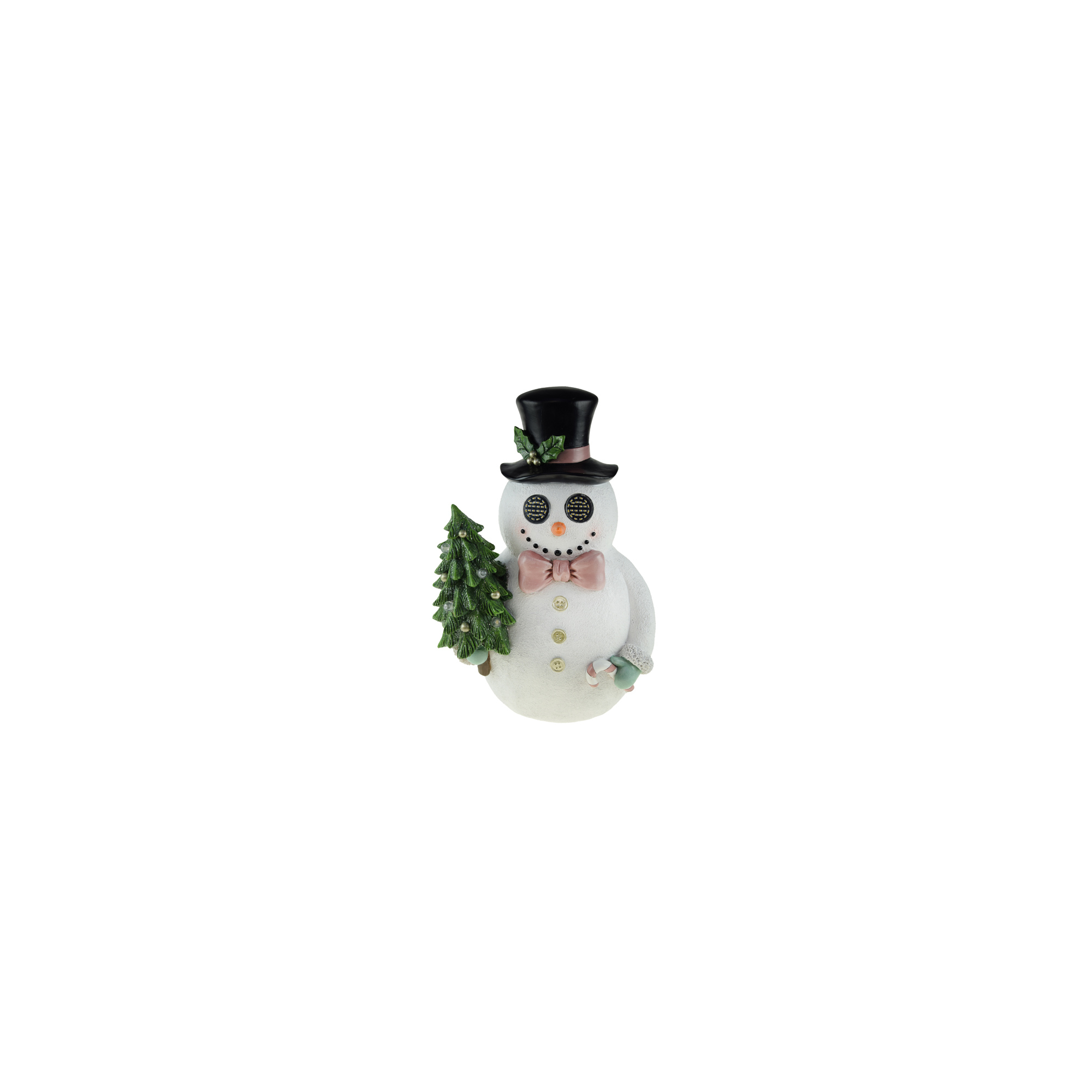Figura hóember poly 33.8cm LED-es fehér