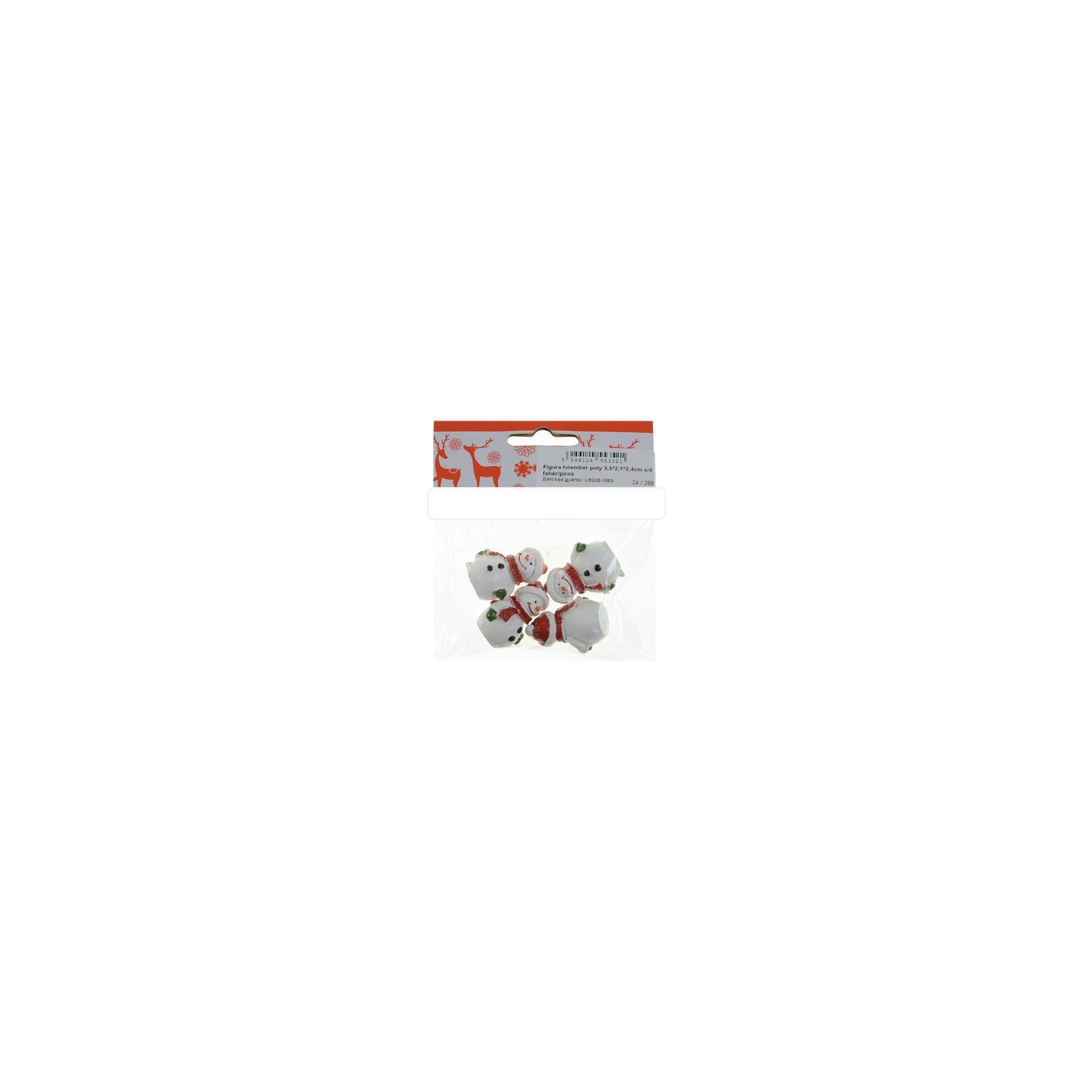 Figura hóember poly 3,5*2,1*2,4cm s/4 fehér/piros