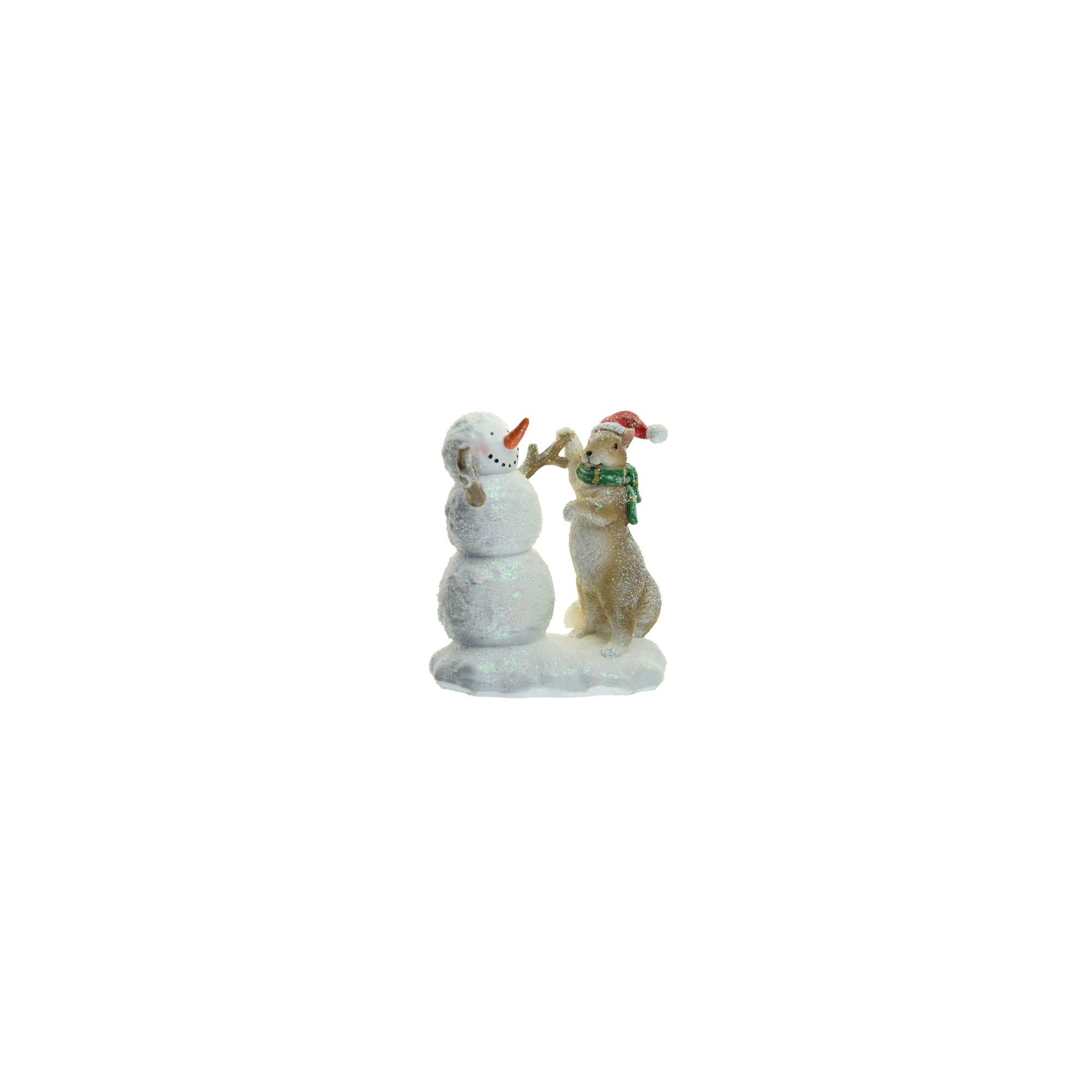 Figura hóember poly mókussal 12.5*8.5*13.8cm fehér