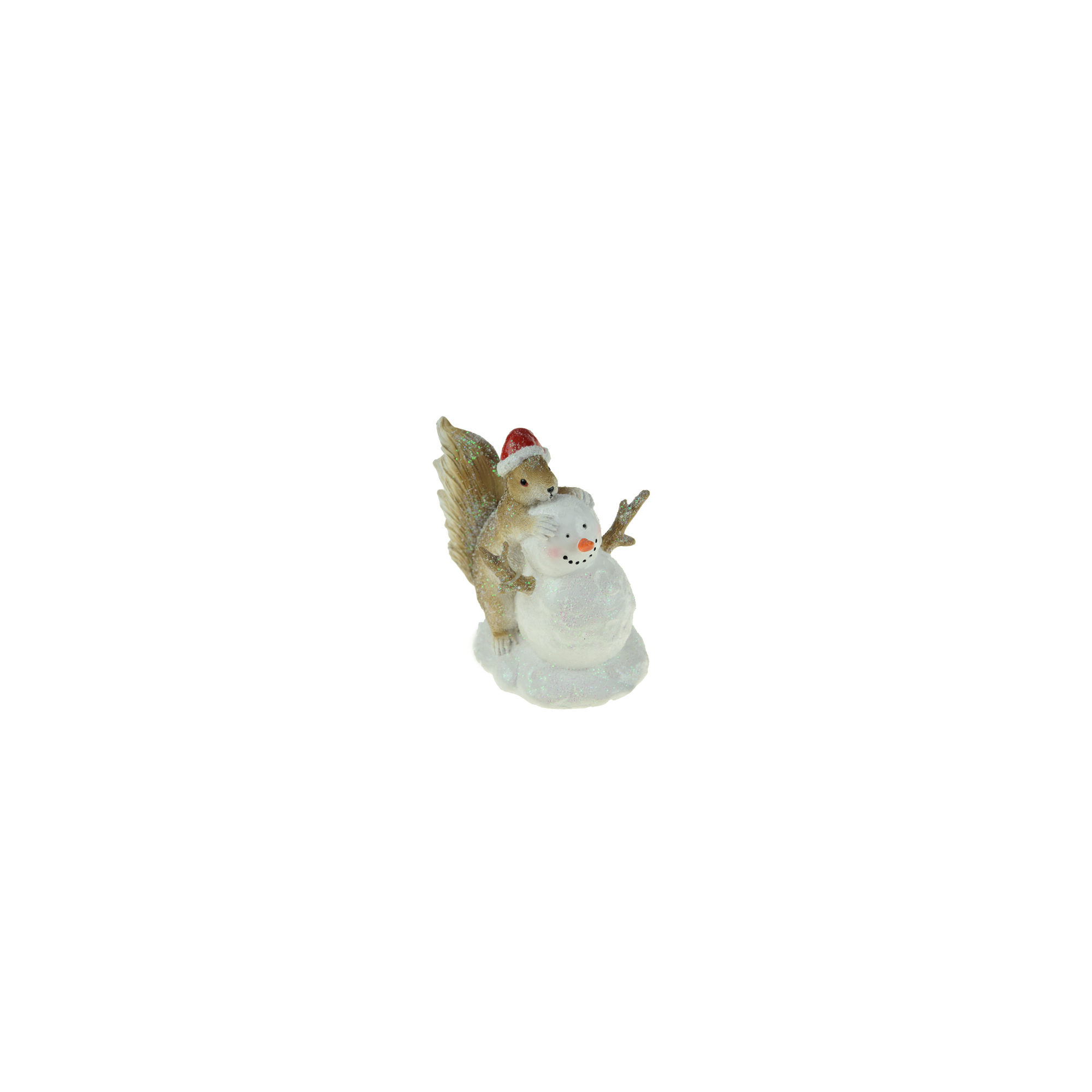 Figura hóember poly mókussal 13.5*9*12.5cm fehér