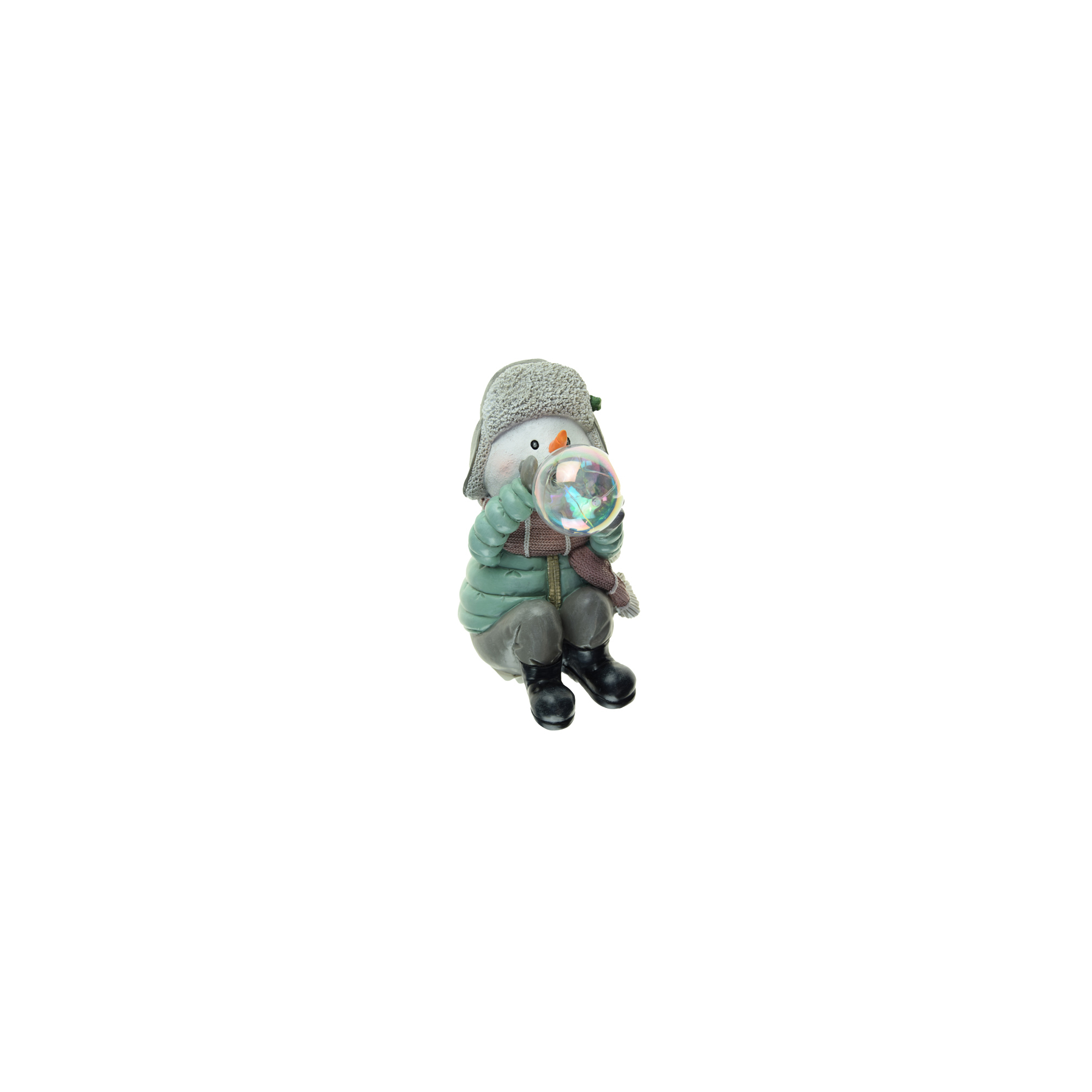 Figura hóember poly ülő 26,5cm LED-es kék