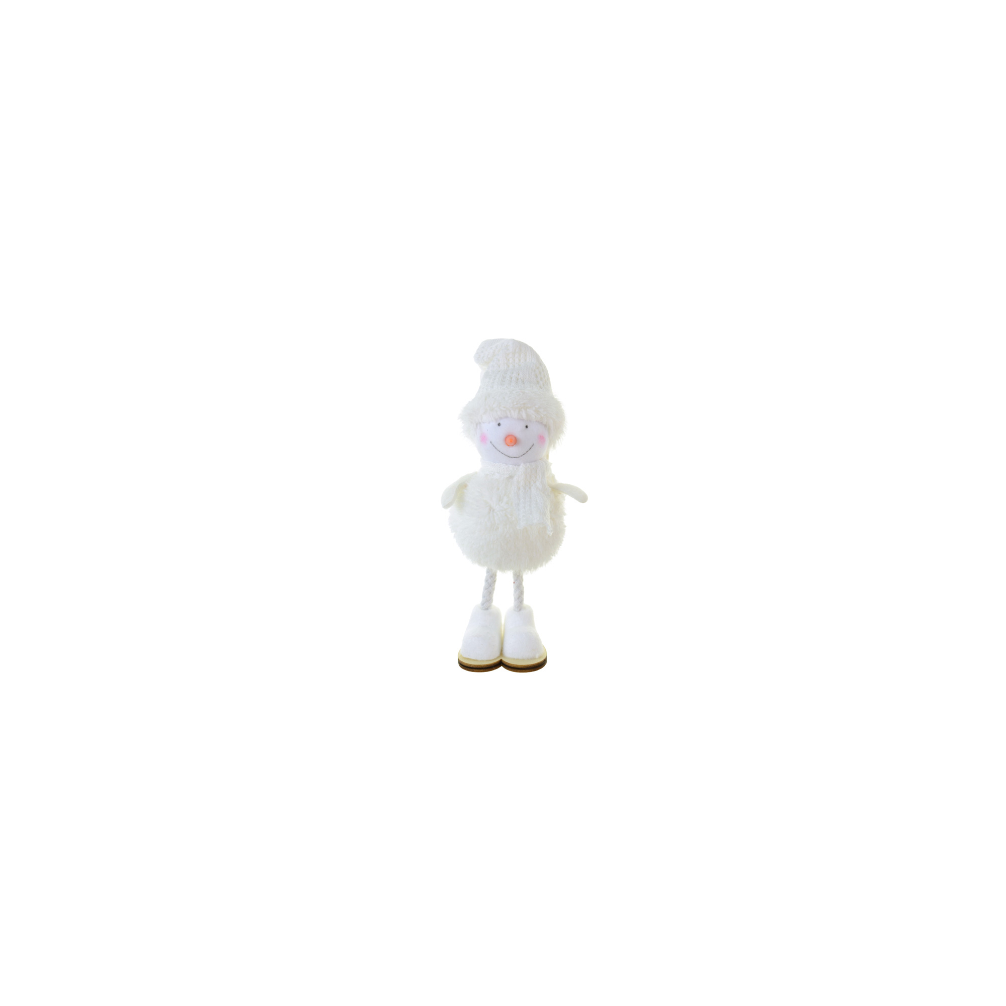 Figura hóember textil 17 cm álló fehér