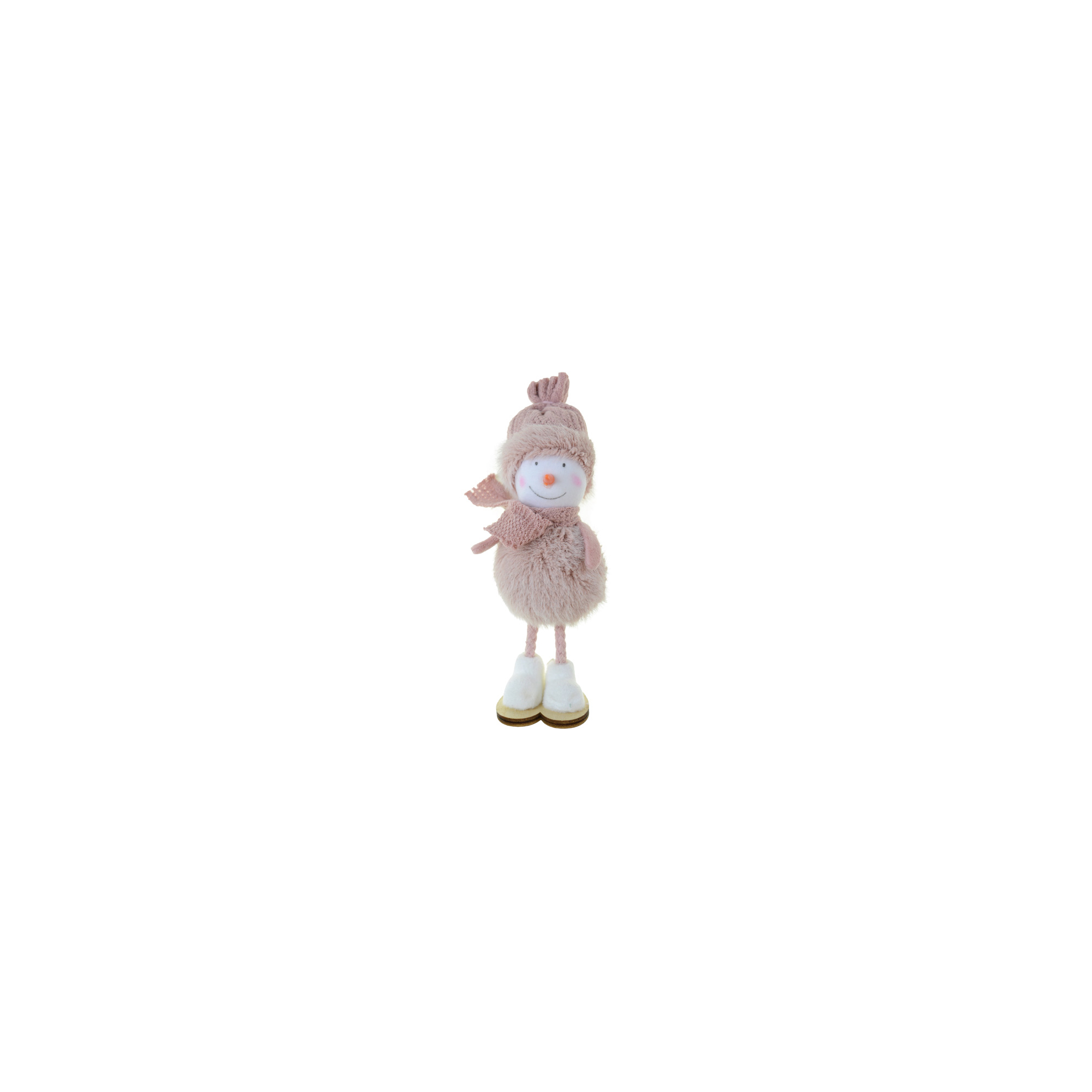 Figura hóember textil 17 cm álló rózsaszín