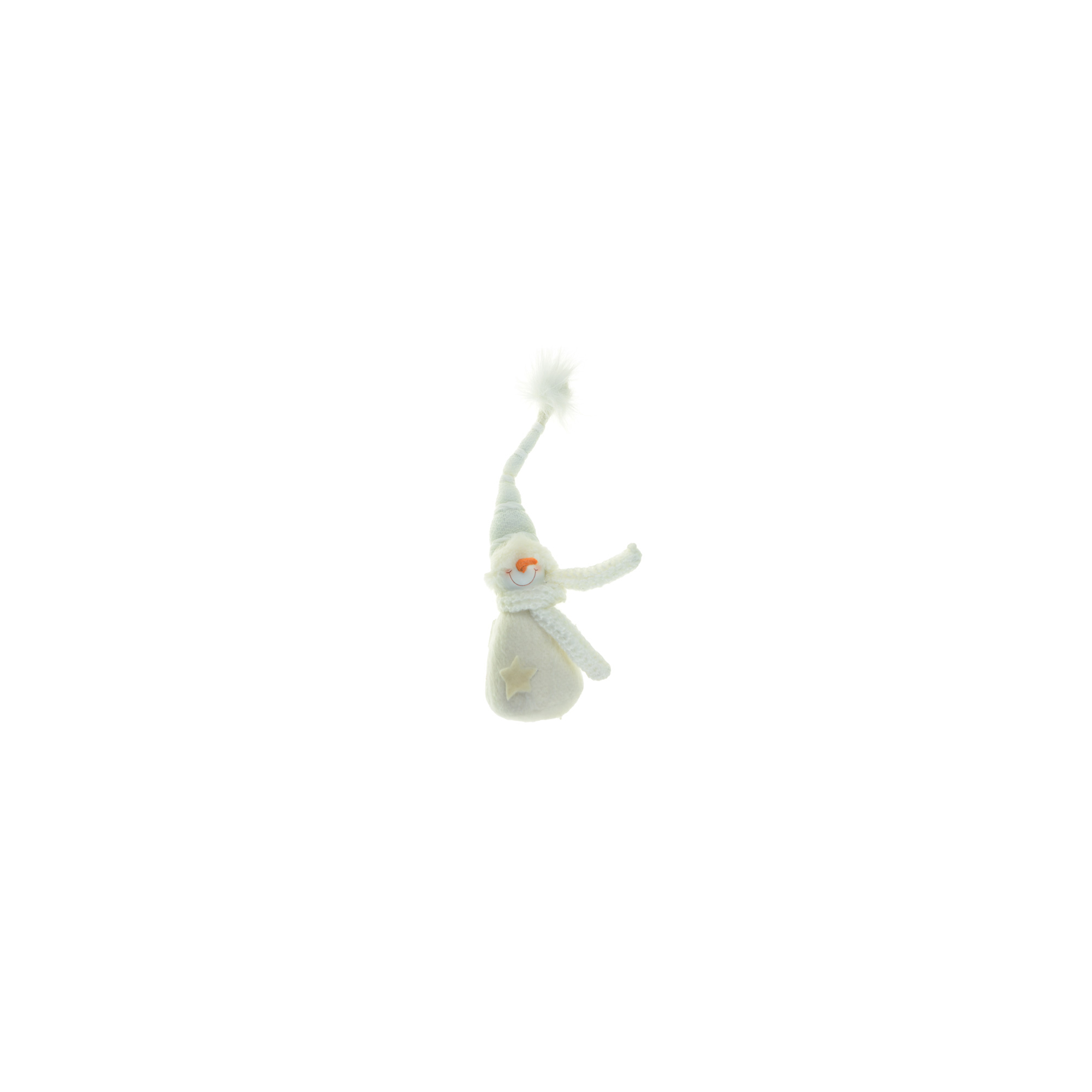 Figura hóember textil 8*8*28cm fehér