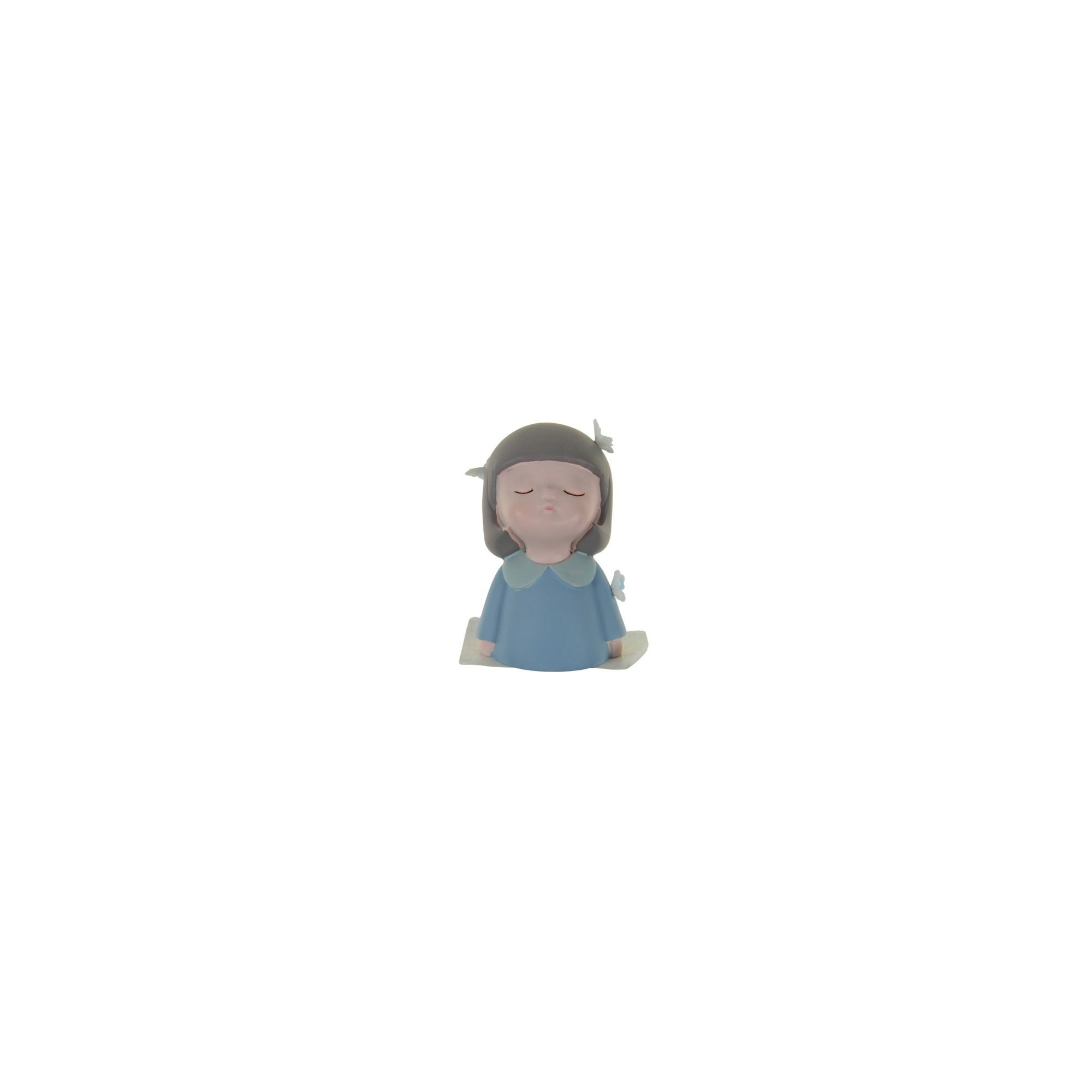Figura kislány poly pillangóval 4*4*7cm kék/barna