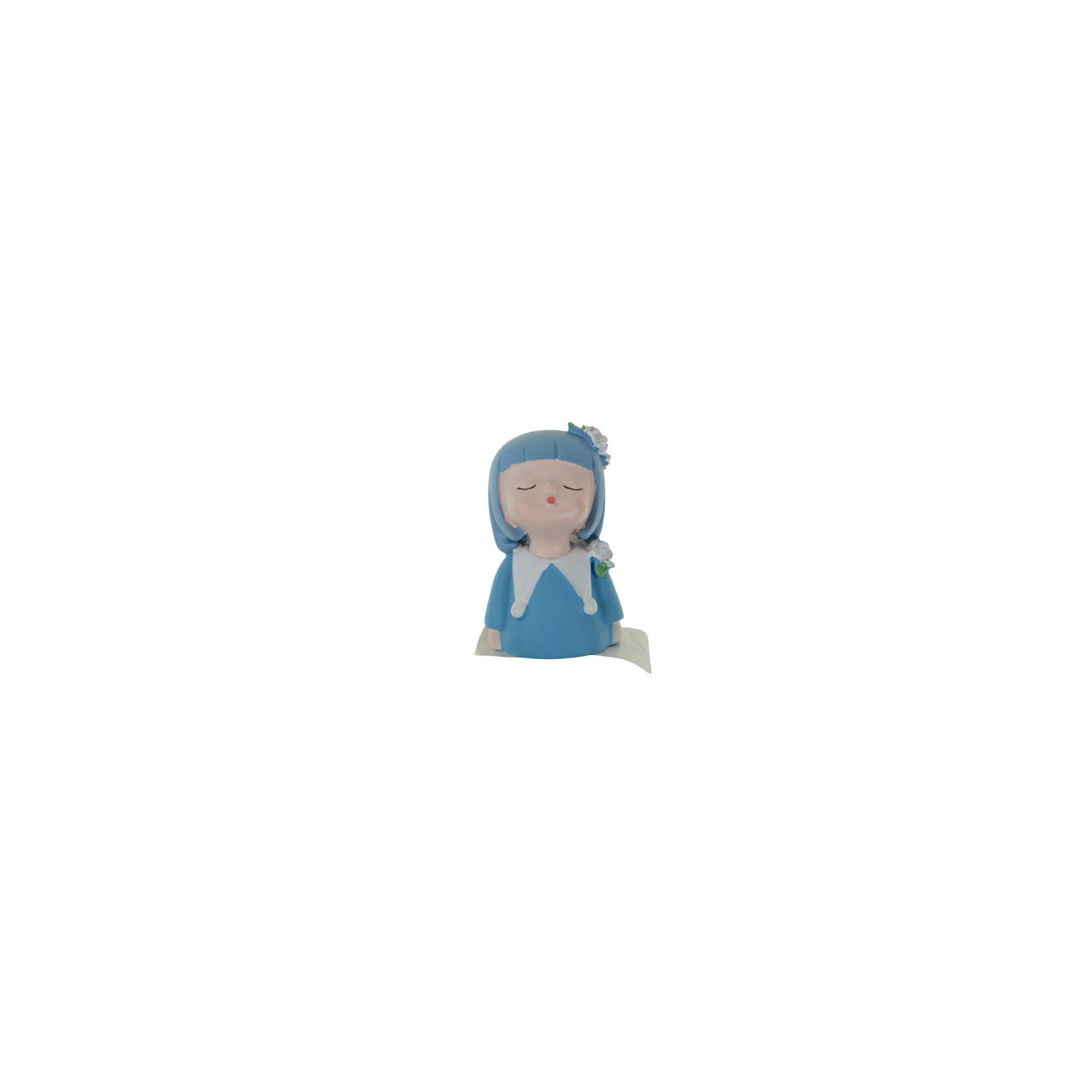 Figura kislány poly virággal 4*4*7cm kék