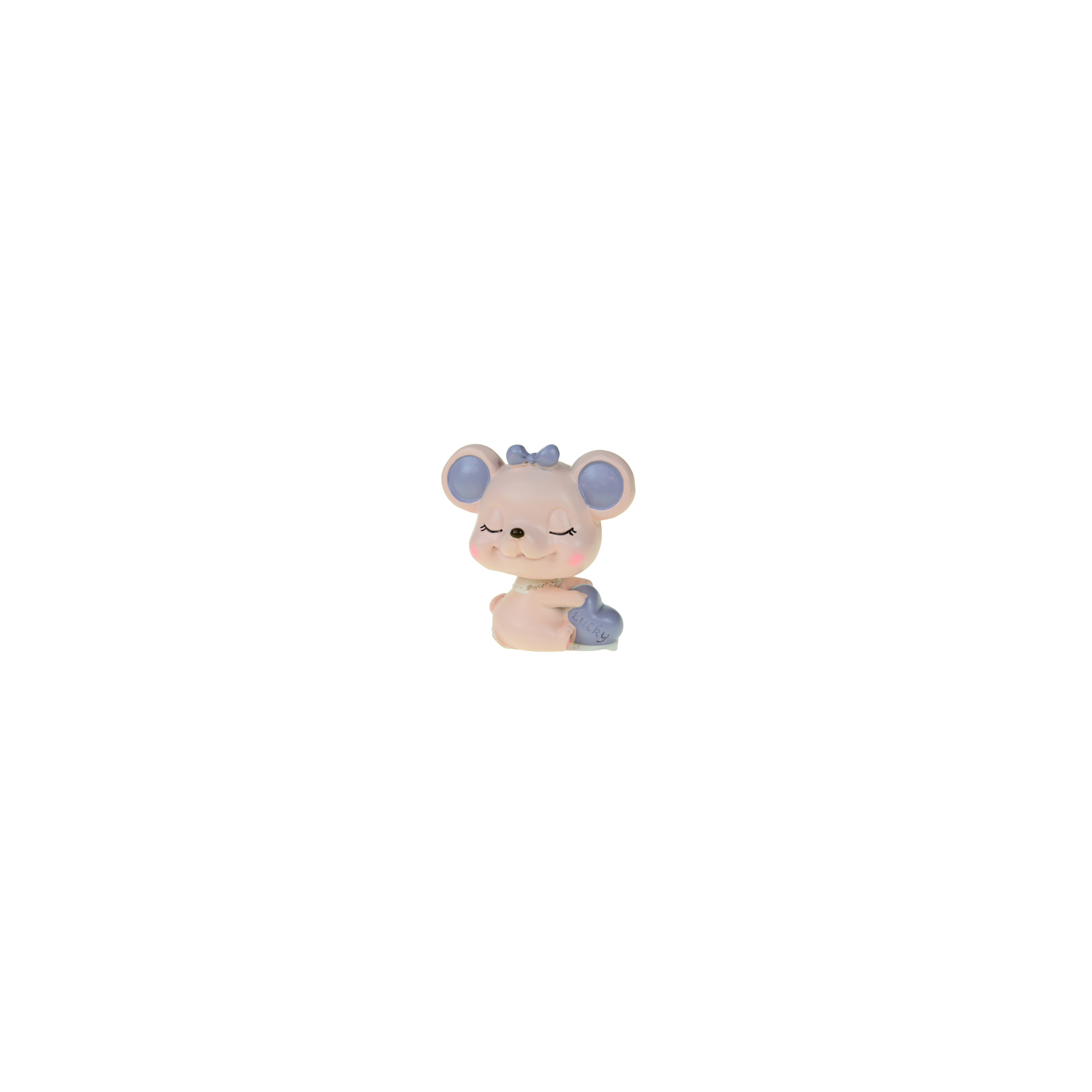 Figura kisegér poly mozgó fejjel 7*5*8cm Lucky rózsaszín