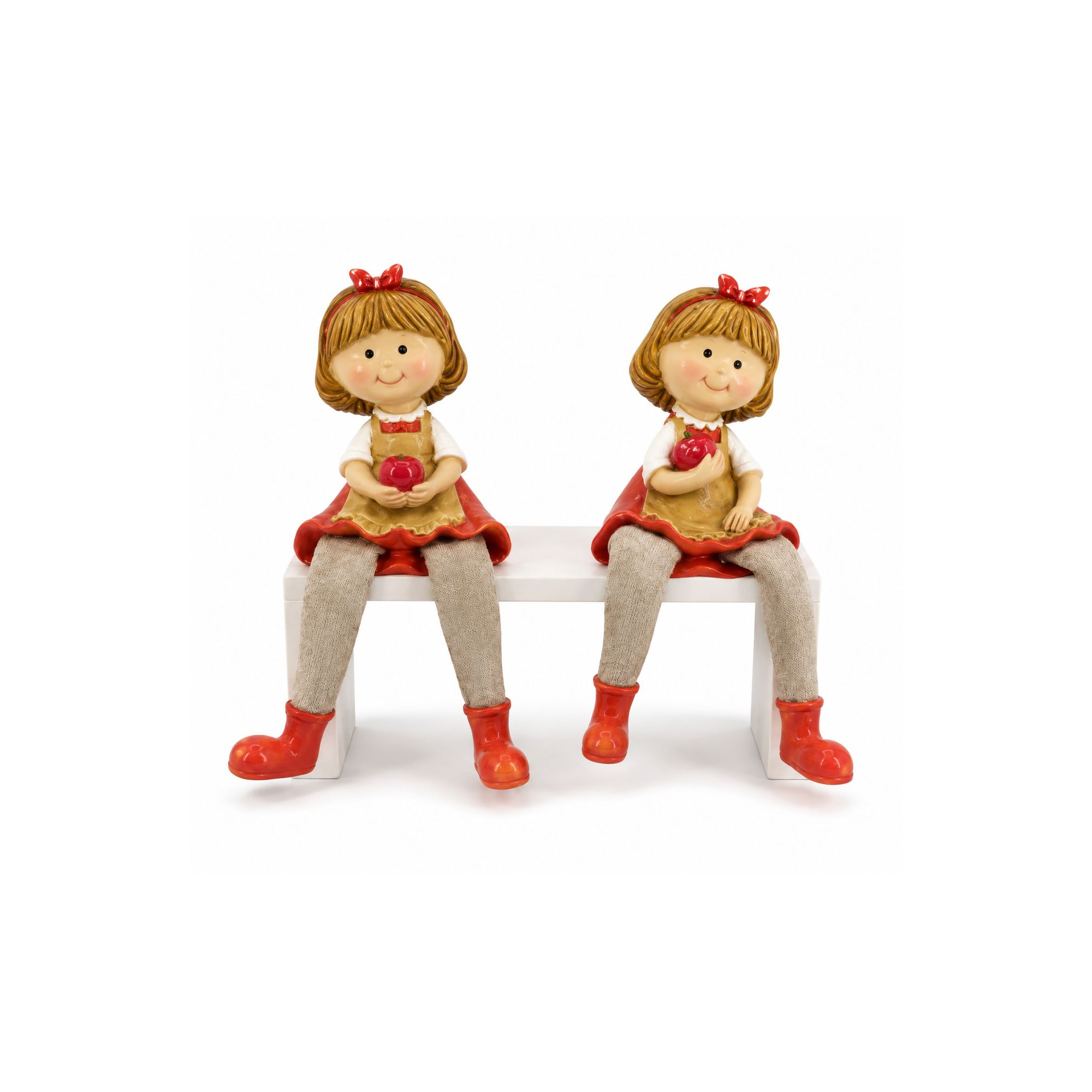 Figura kislány poly lógó lábú 7*5*16cm 2féle piros