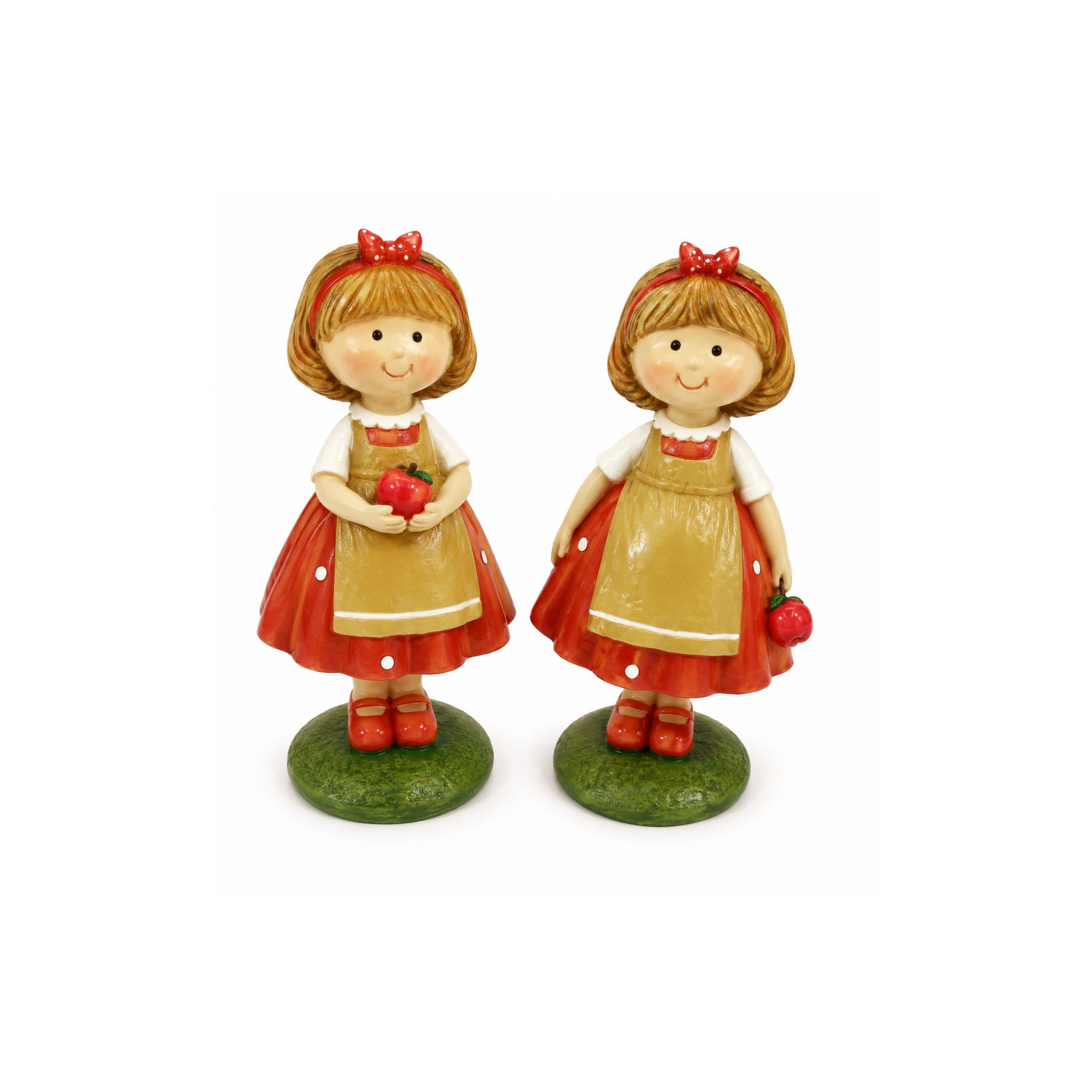 Figura kislány poly pöttyös ruhában 6*4*10.5cm 2féle piros