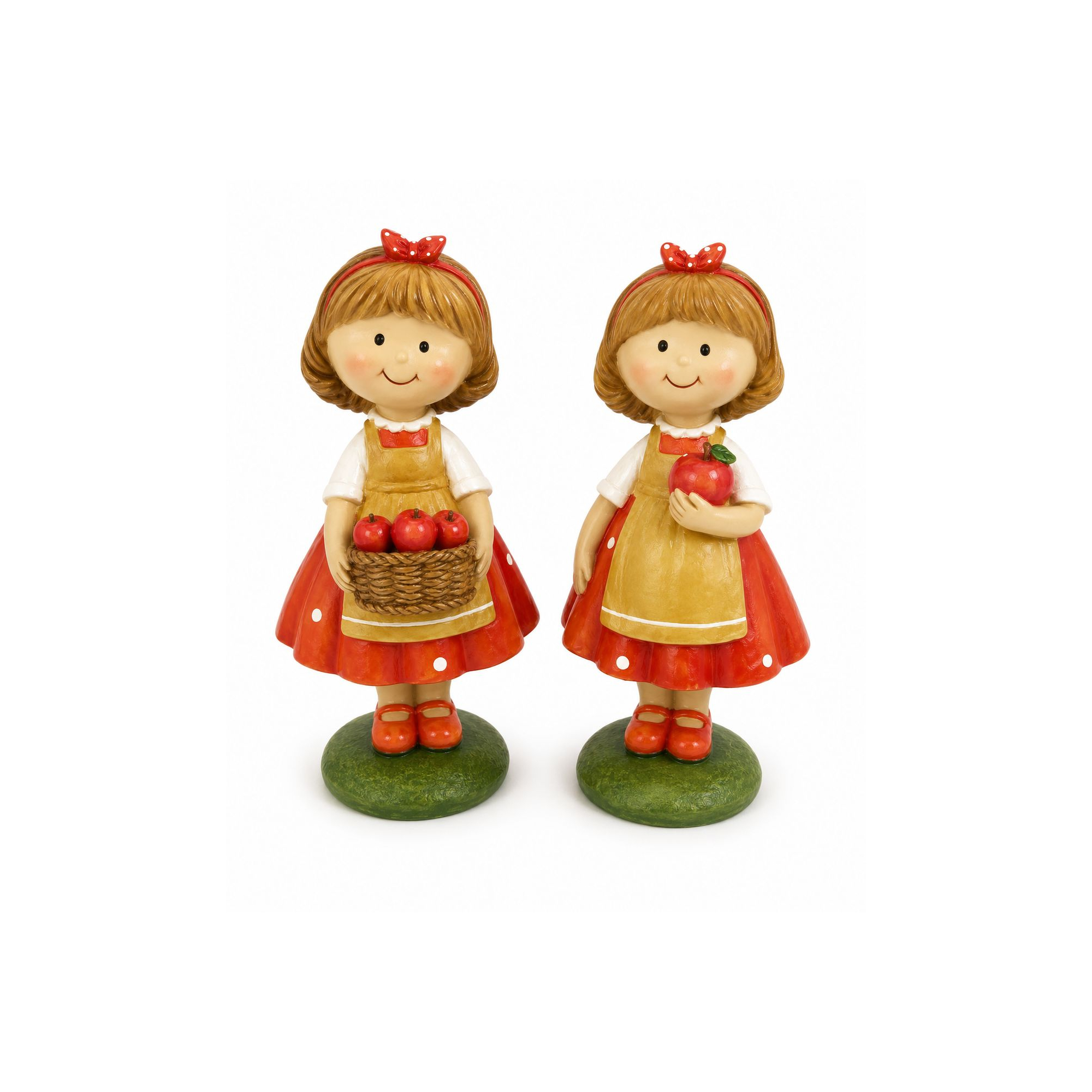 Figura kislány poly pöttyös ruhában 7.5*7*14cm 2féle piros