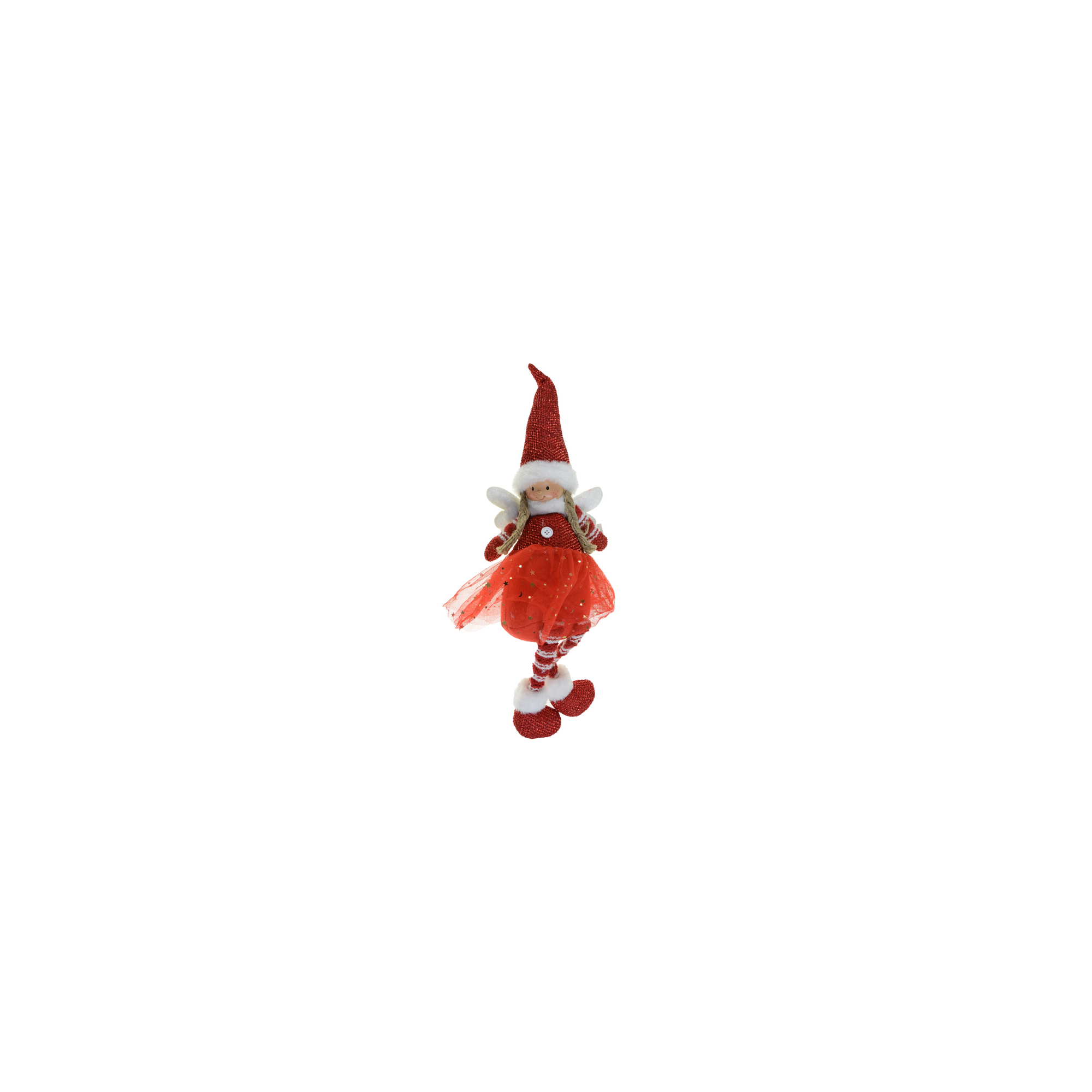 Figura kislány textil 19*15*50cm lógólábú piros