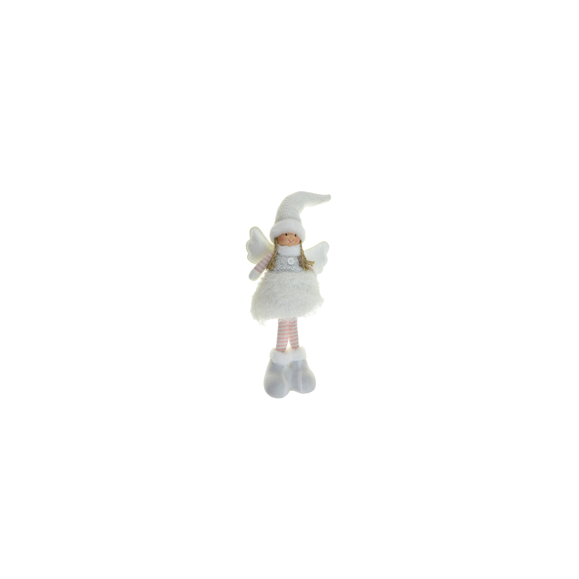 Figura kislány textil 22*18*52cm álló fehér/ezüst