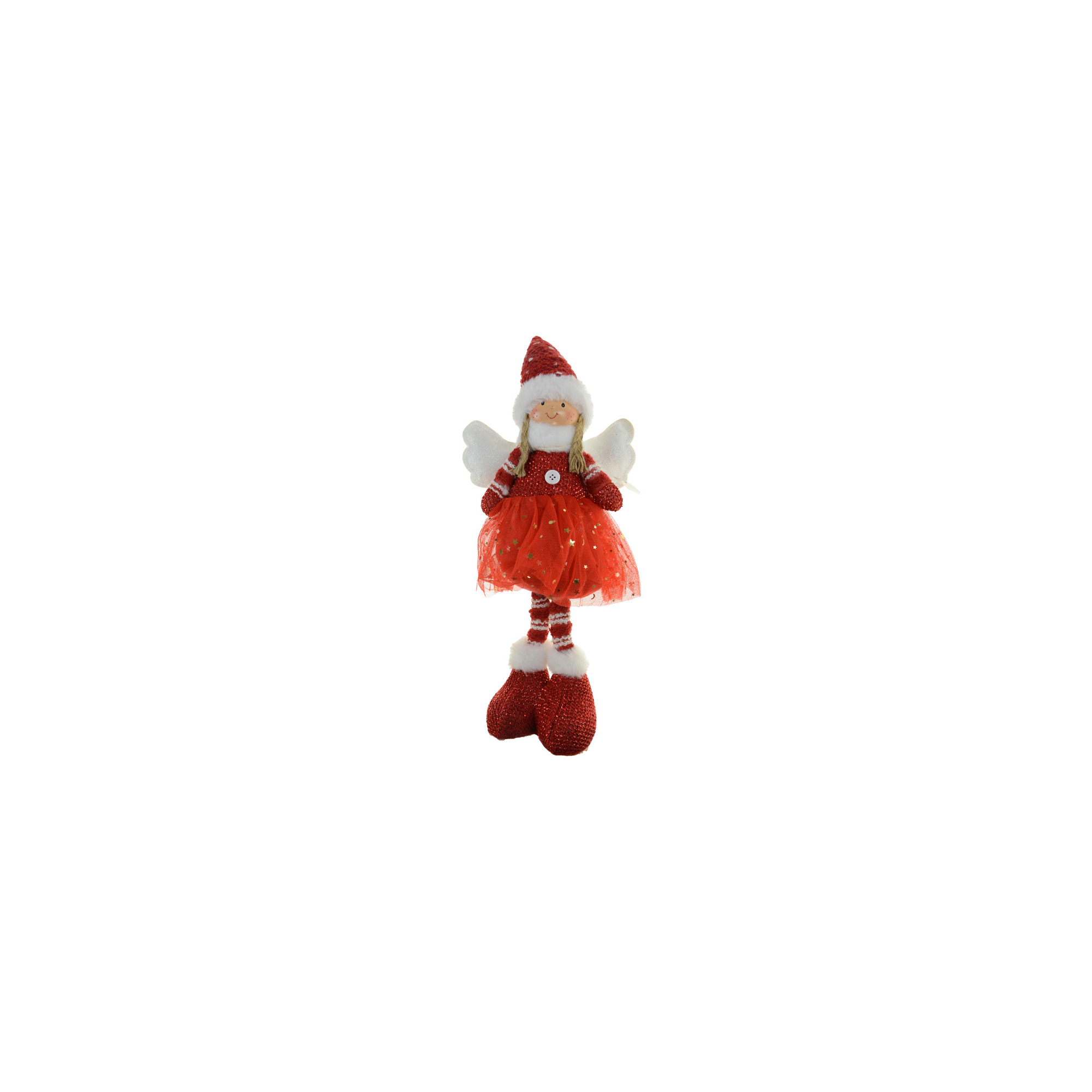 Figura kislány textil 22*18*52cm álló piros