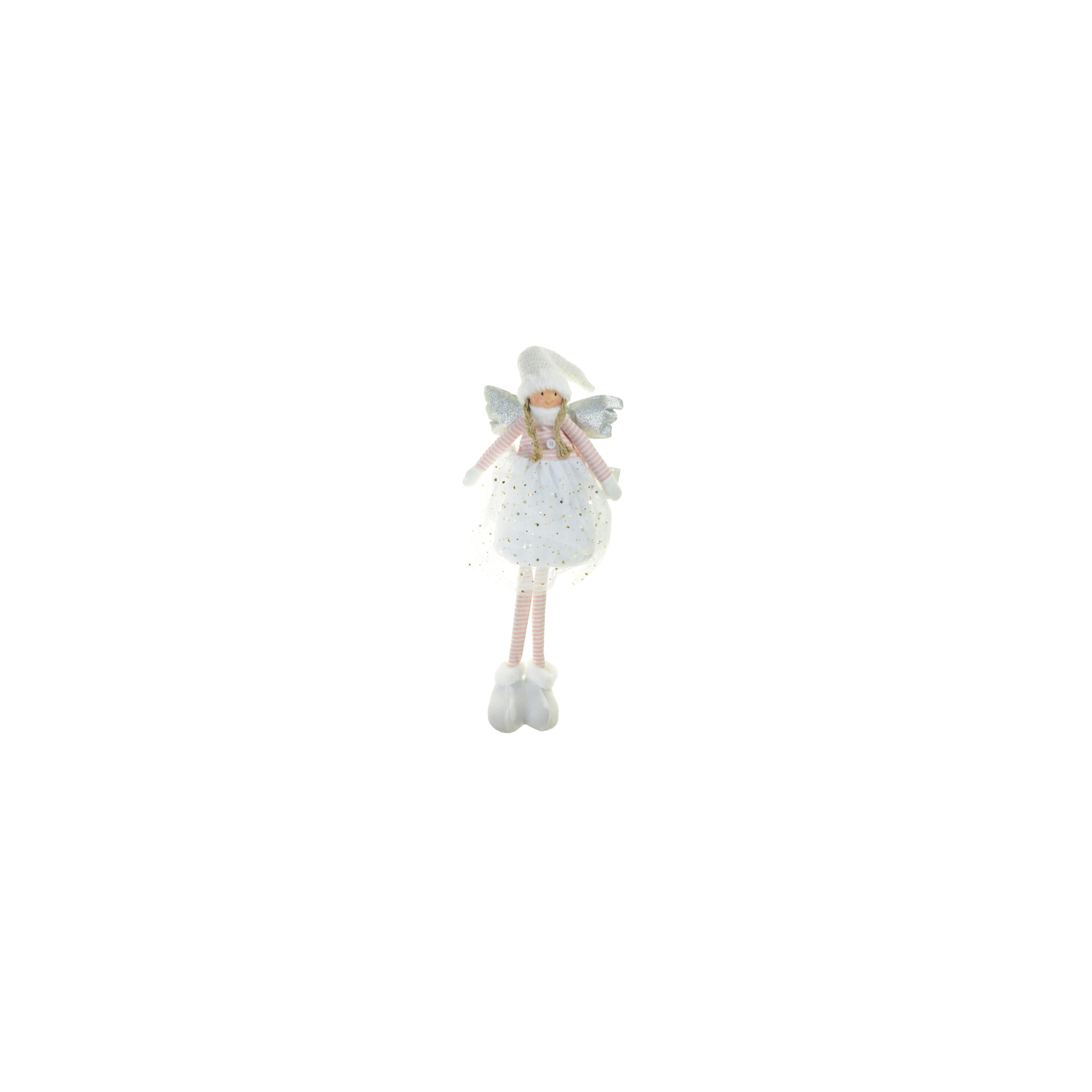 Figura kislány textil 25*16*79cm álló fehér