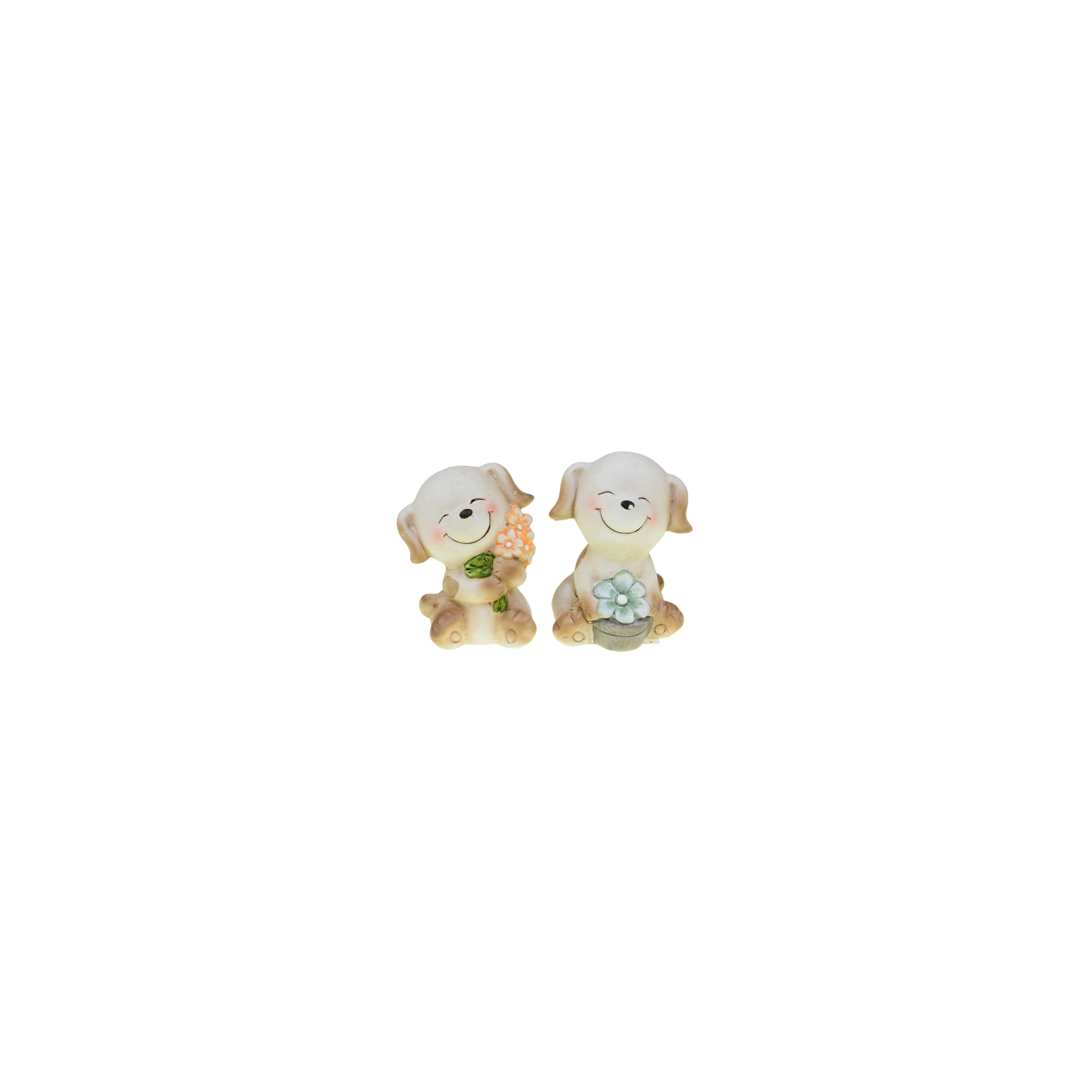 Figura kutya kerámia 7*5.5*9cm virággal barna
