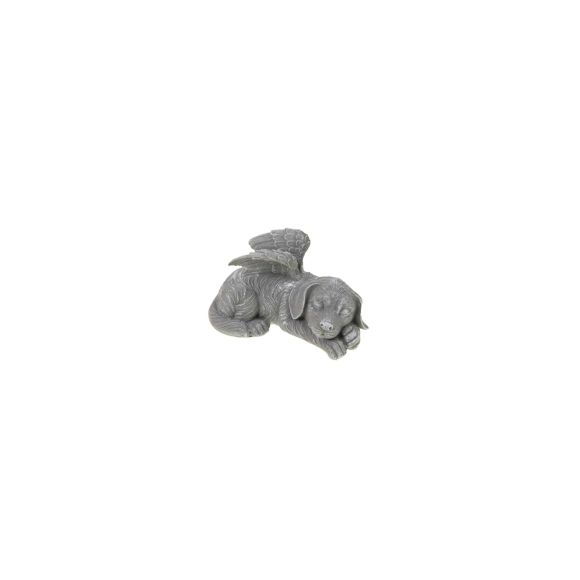 Figura kutya poly angyalszárnyakkal 25.5x14x12.5cm szürke
