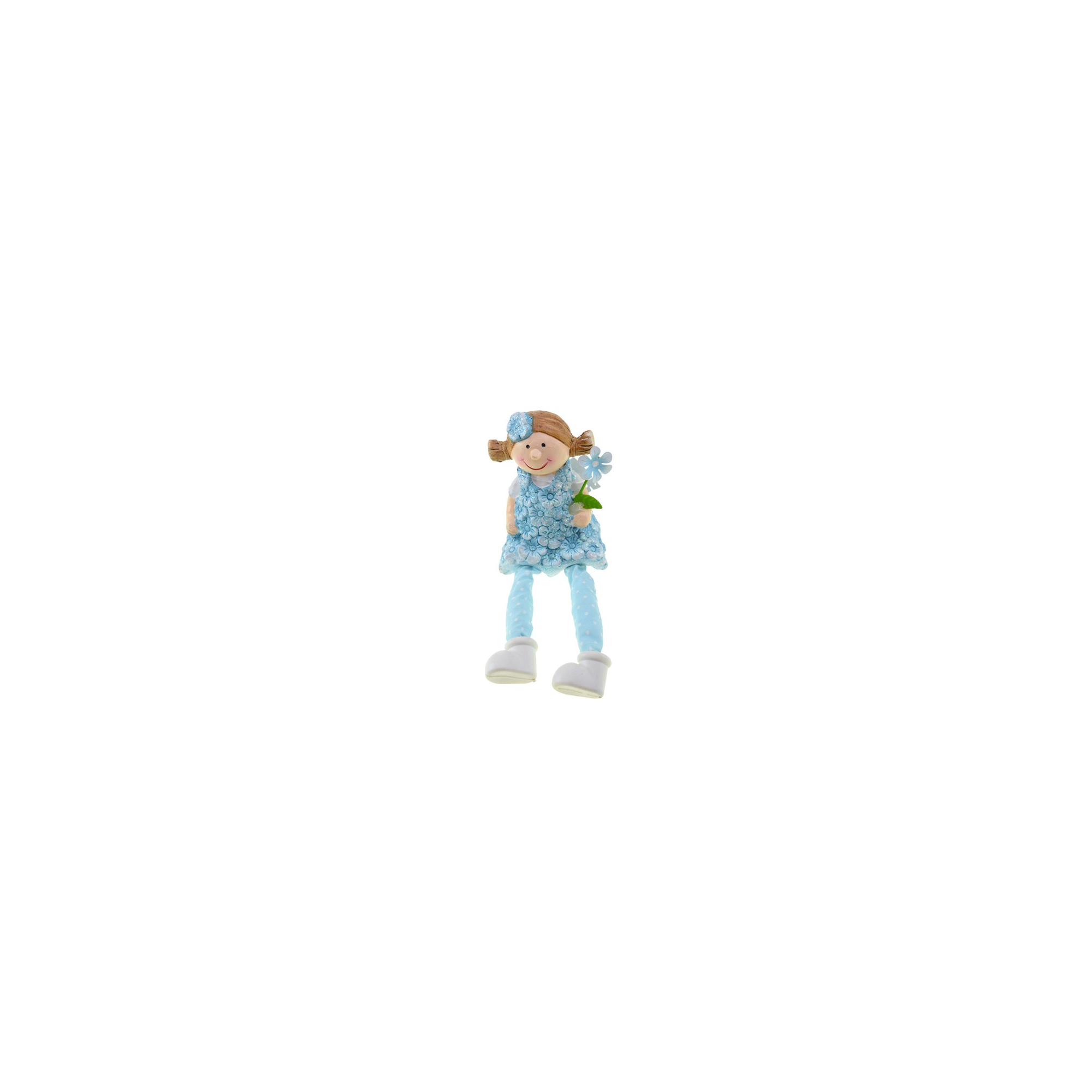 Figura lány kerámia 18cm lógólábú kék