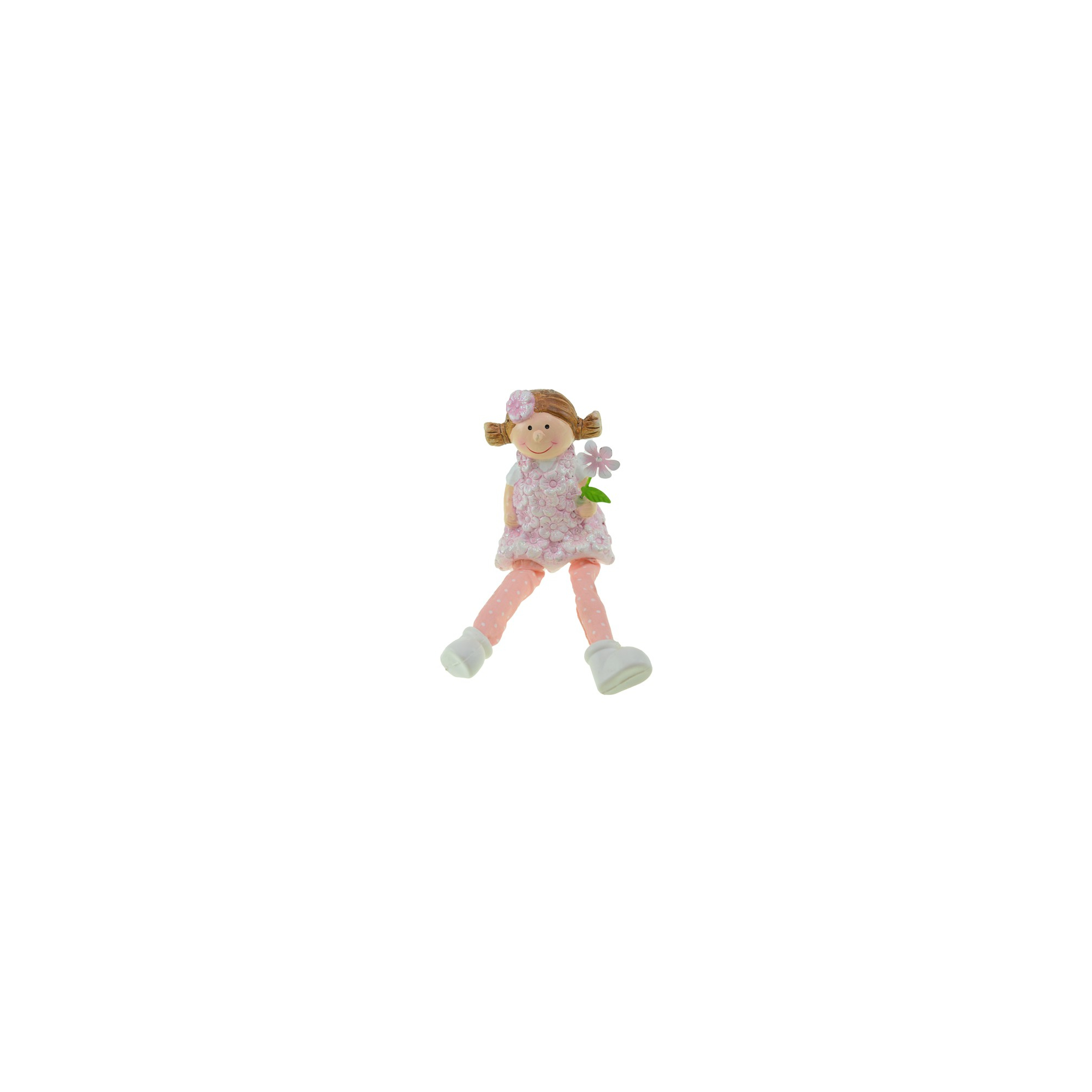 Figura lány kerámia 18cm lógólábú rózsaszín