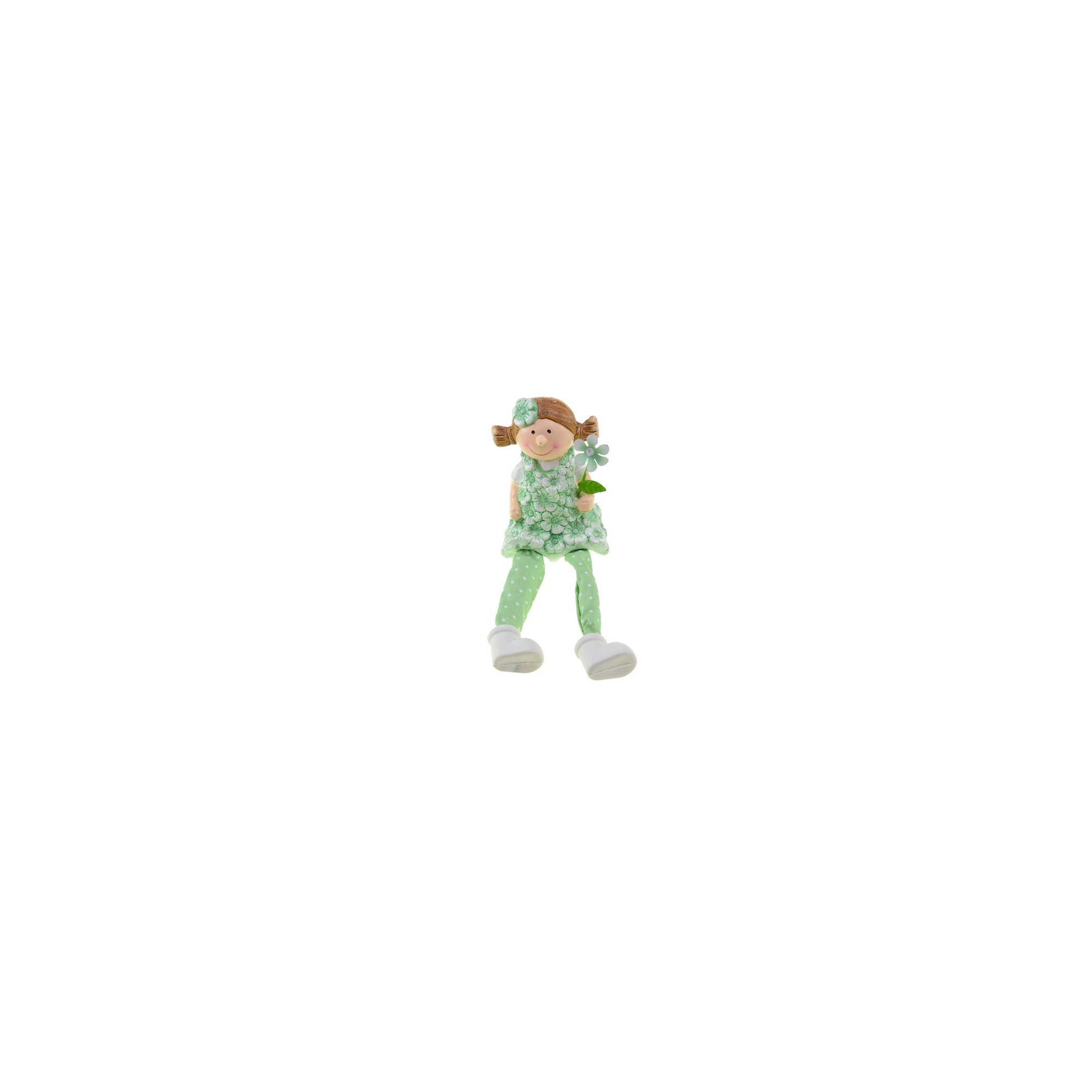 Figura lány kerámia 18cm lógólábú zöld